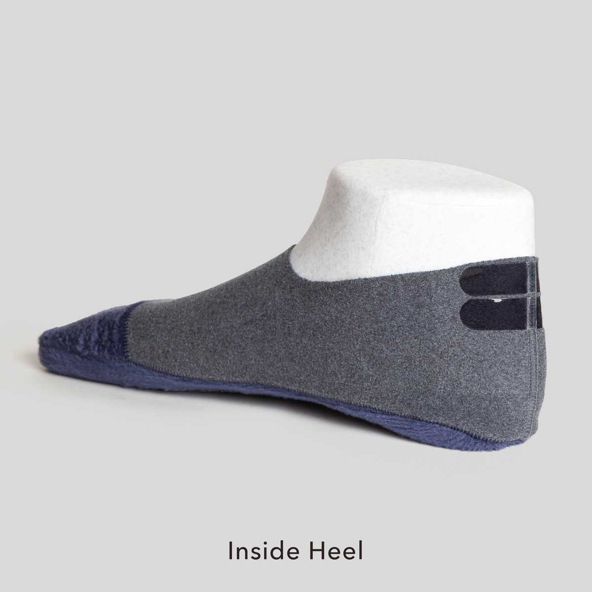 Cozy blue gray fleece no show socks designed for warmth and style, perfect for wearing with booties and boots.