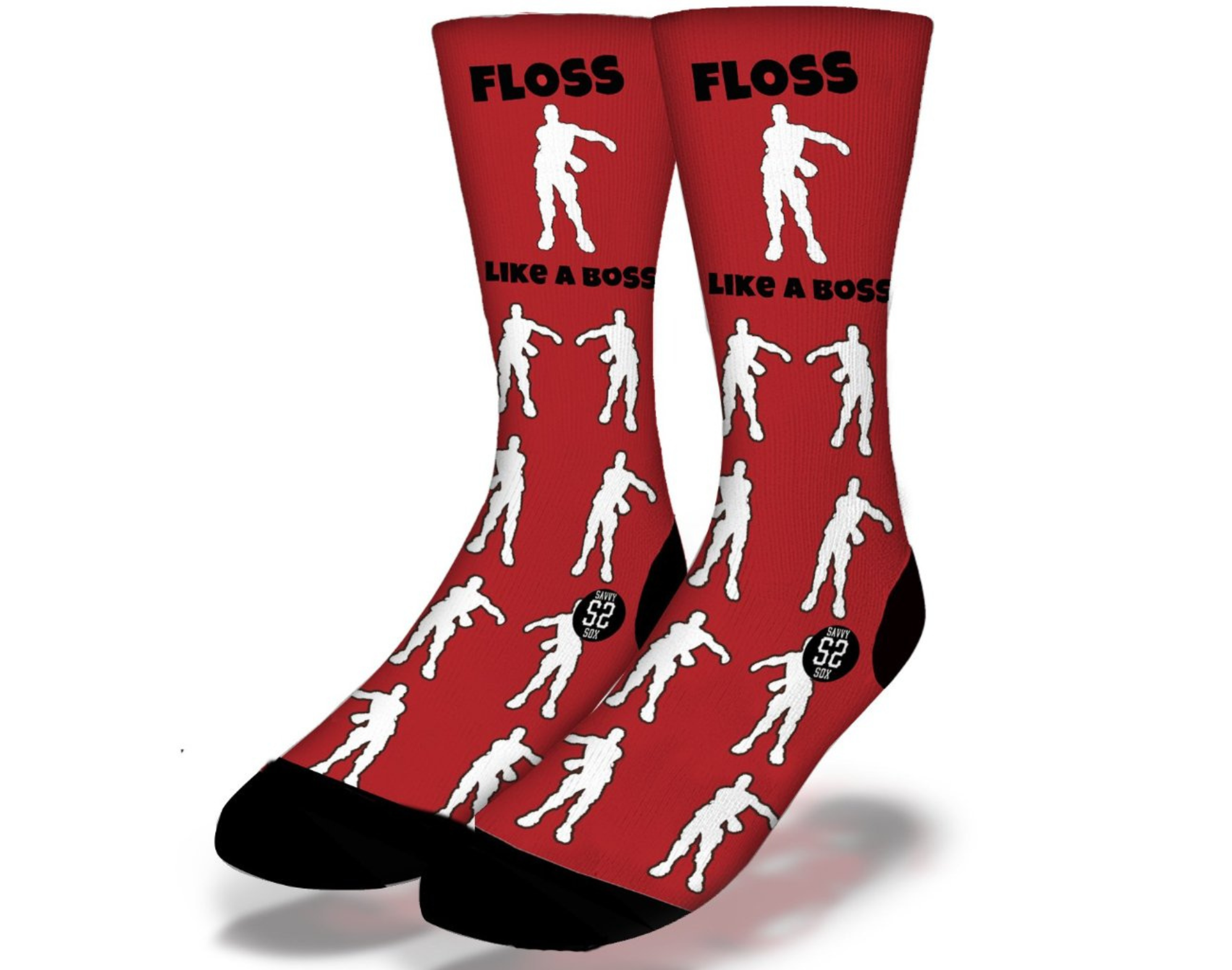 Colorful Floss Like A Boss Socks featuring unique patterns and designs, perfect for stylish footwear.