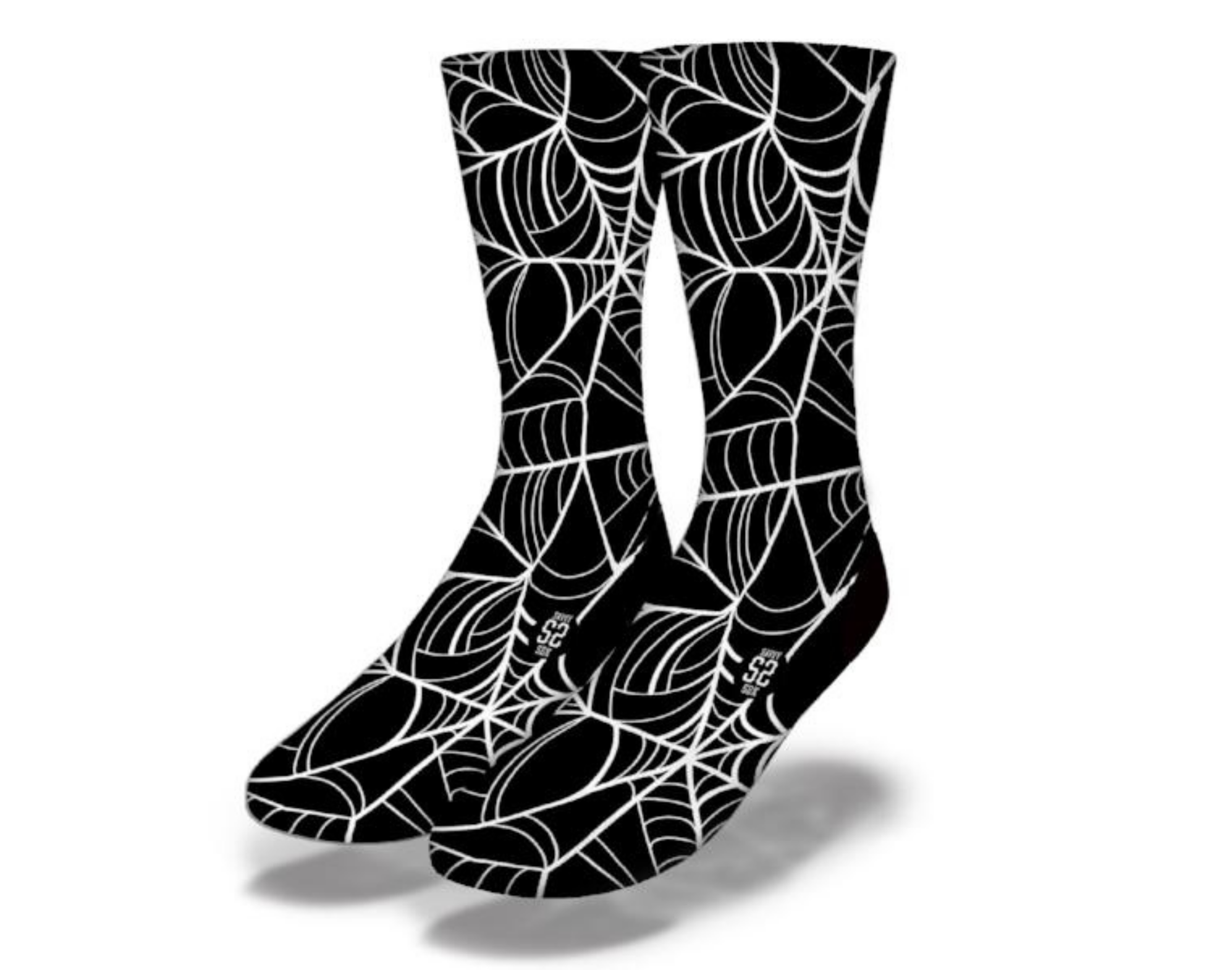 A pair of Fun Halloween Spiderweb Socks featuring a spooky spider web design, perfect for Halloween costumes and festive occasions.