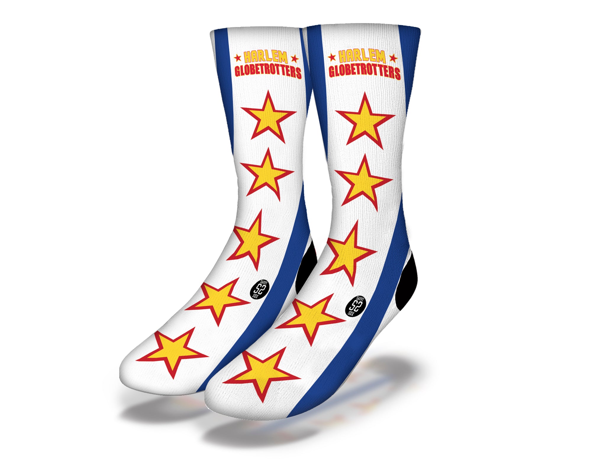 Fun HARLEM GLOBETROTTERS STARS & STRIPES Baller Socks featuring vibrant colors and iconic design, perfect for sports fans.