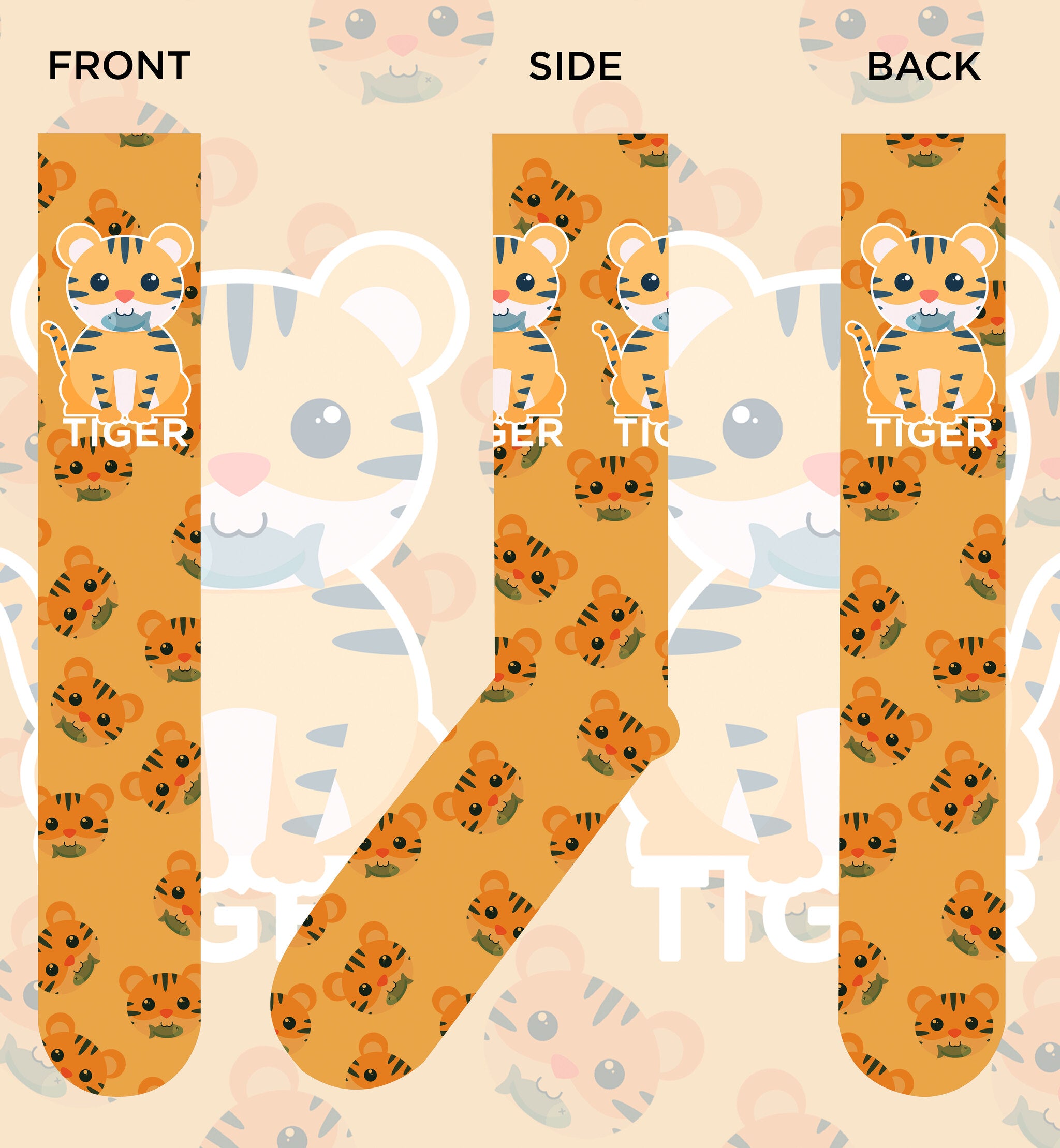 Fuzzy Tiger socks featuring a playful tiger design, perfect for animal lovers and casual wear.