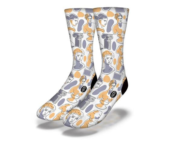 GREEK GODS Fun Greek Mythology Socks featuring designs of iconic Greek gods and goddesses, perfect for unique fashion statements.