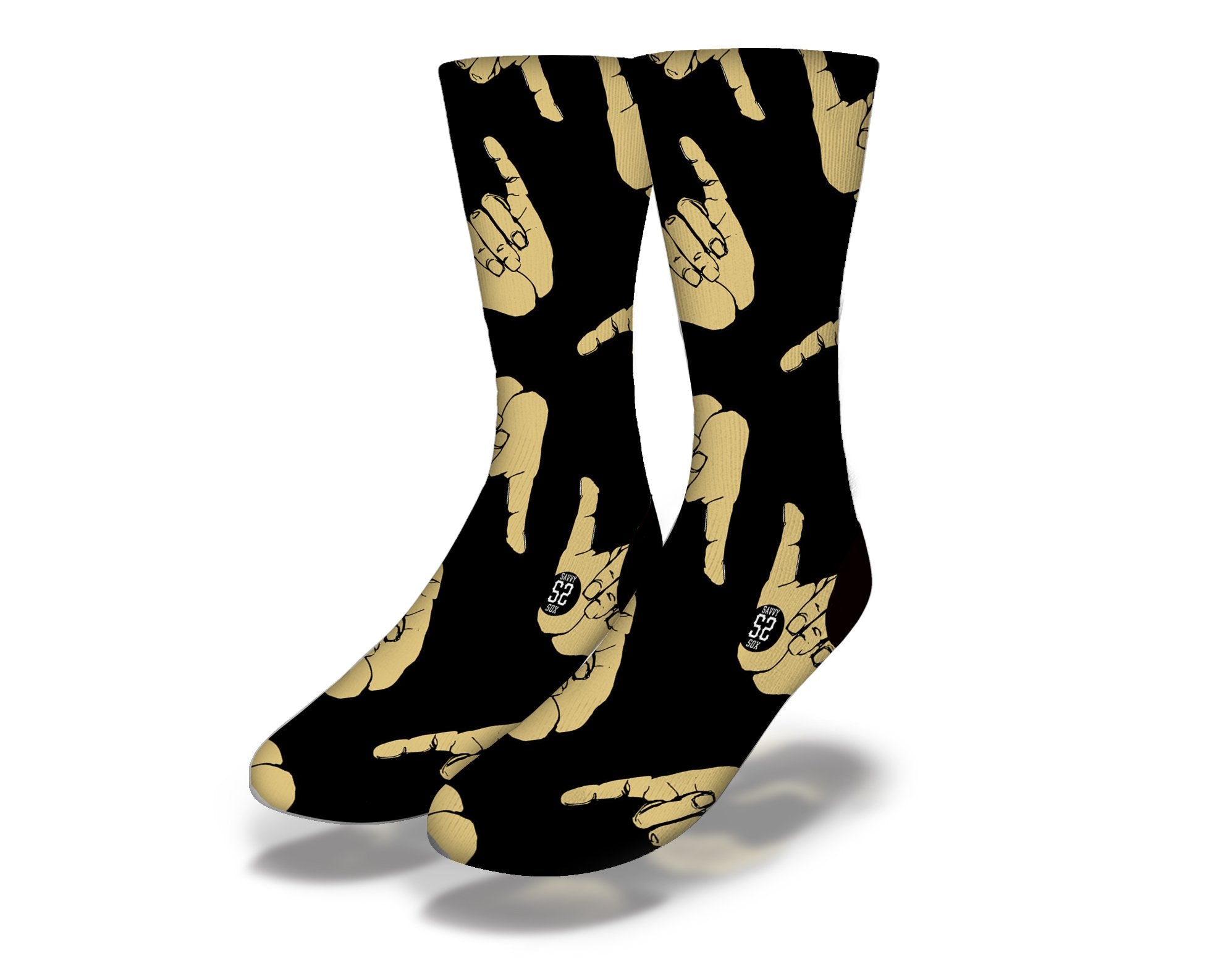 HANG LOOSE DUDE Fun Surfing Socks featuring vibrant ocean-themed designs and the shaka hand sign.