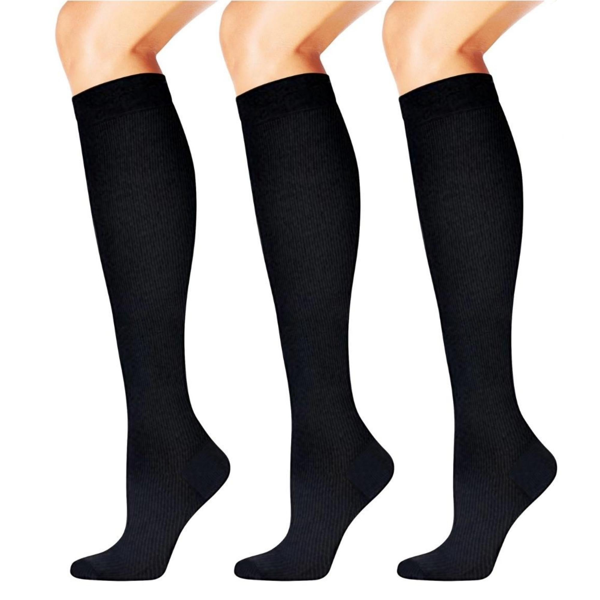 High Energizing Compression Trouser Socks for Men and Women in black and nude colors, designed for comfort and improved circulation.