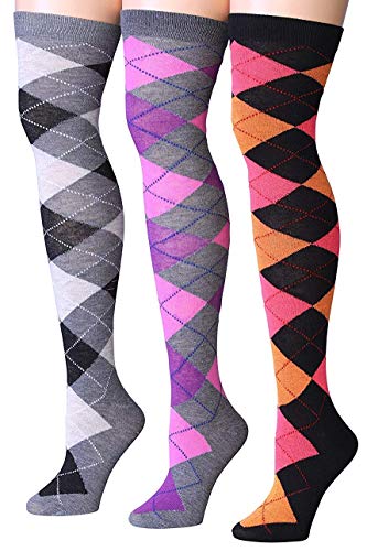 Isadora Paccini Women's 3 Pairs Over The Knee High Socks in various colors, showcasing their stylish design and soft fabric.