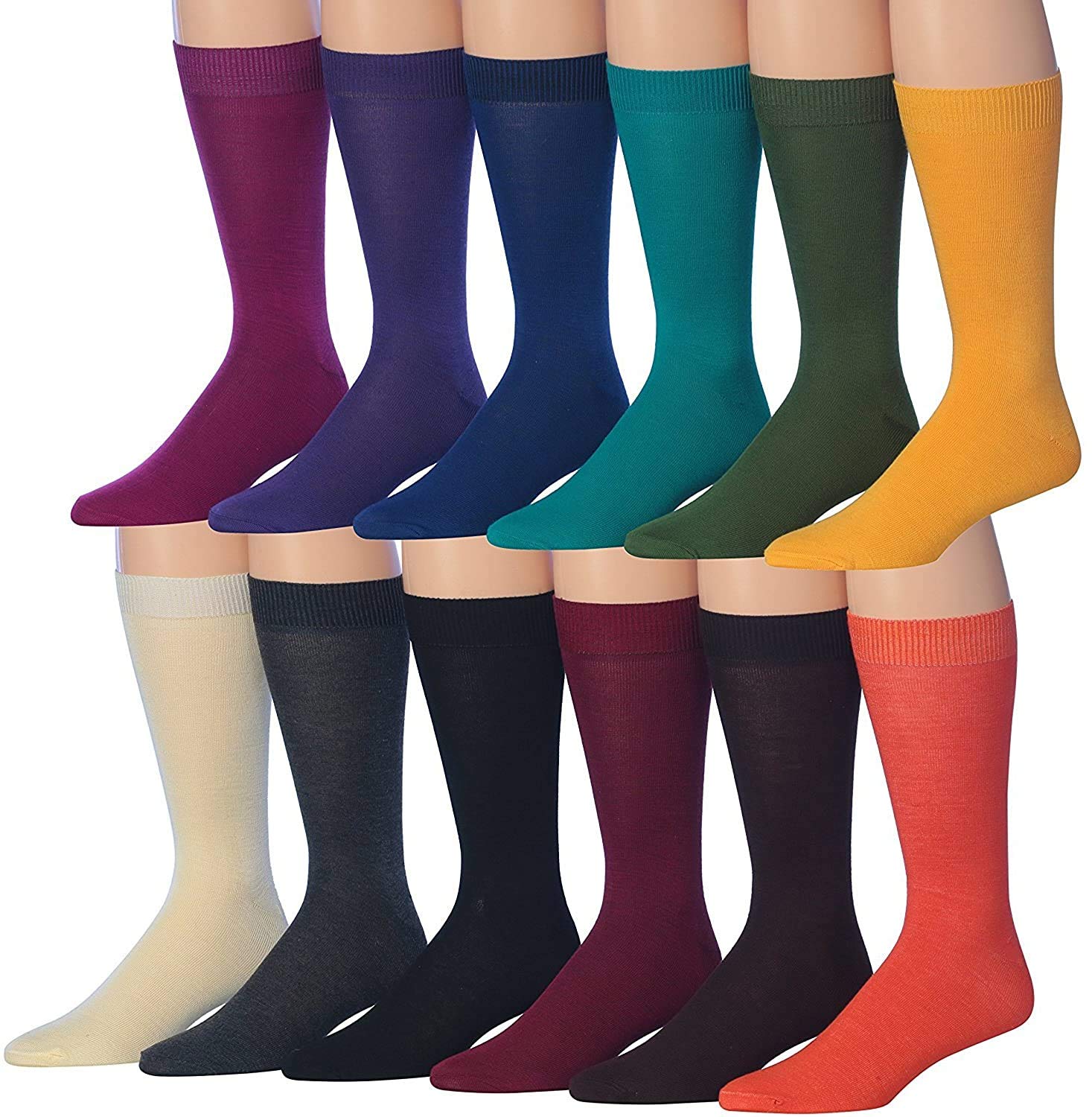 A colorful assortment of James Fiallo men's crew socks featuring funny faces and stripes, showcasing vibrant patterns and playful designs.