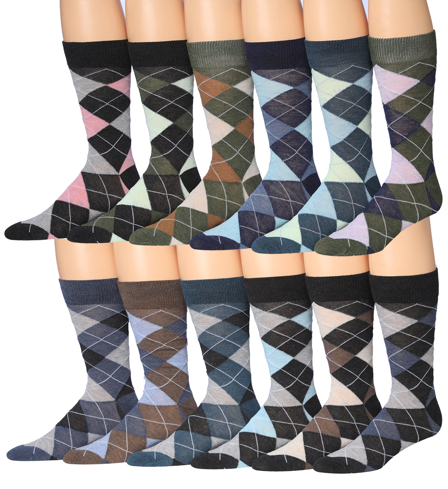 A colorful assortment of James Fiallo men's crew socks featuring funny faces and striped patterns, showcasing vibrant designs.