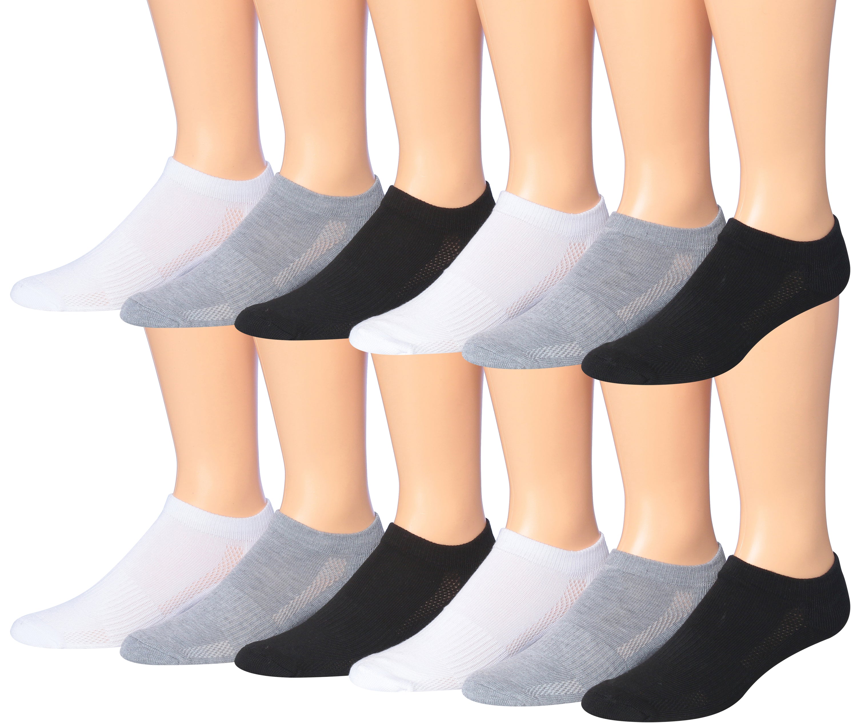 James Fiallo Men's 12-Pairs Performance Low Cut Athletic Sport Socks displayed in various colors and styles, showcasing their low cut design and quality fabric.