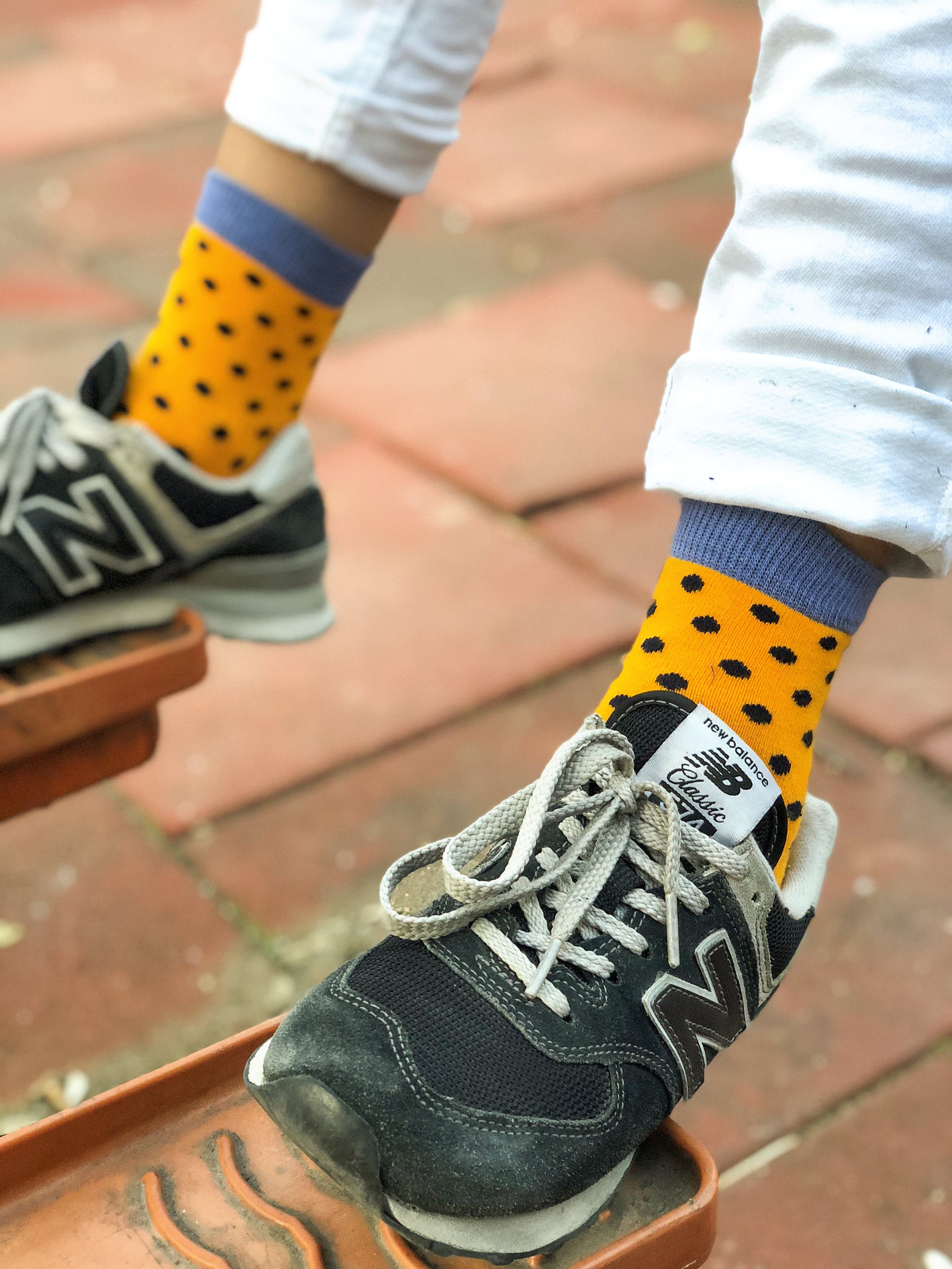 Kids Apricot Dot Socks featuring a colorful apricot dot design, made from soft Turkish cotton for comfort and style.