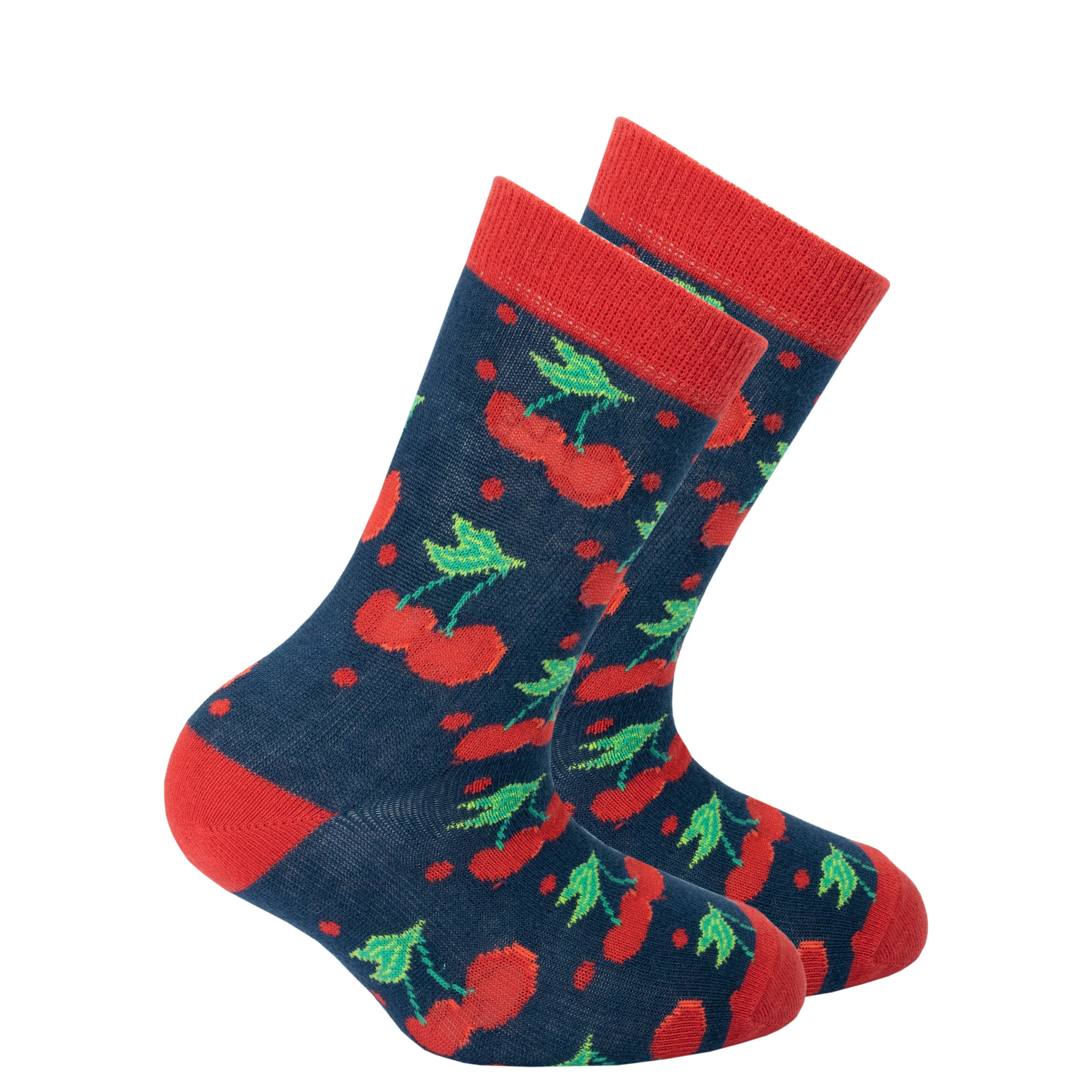 Colorful Kids Cherry Socks made from soft Turkish cotton, featuring a fun cherry design perfect for children.