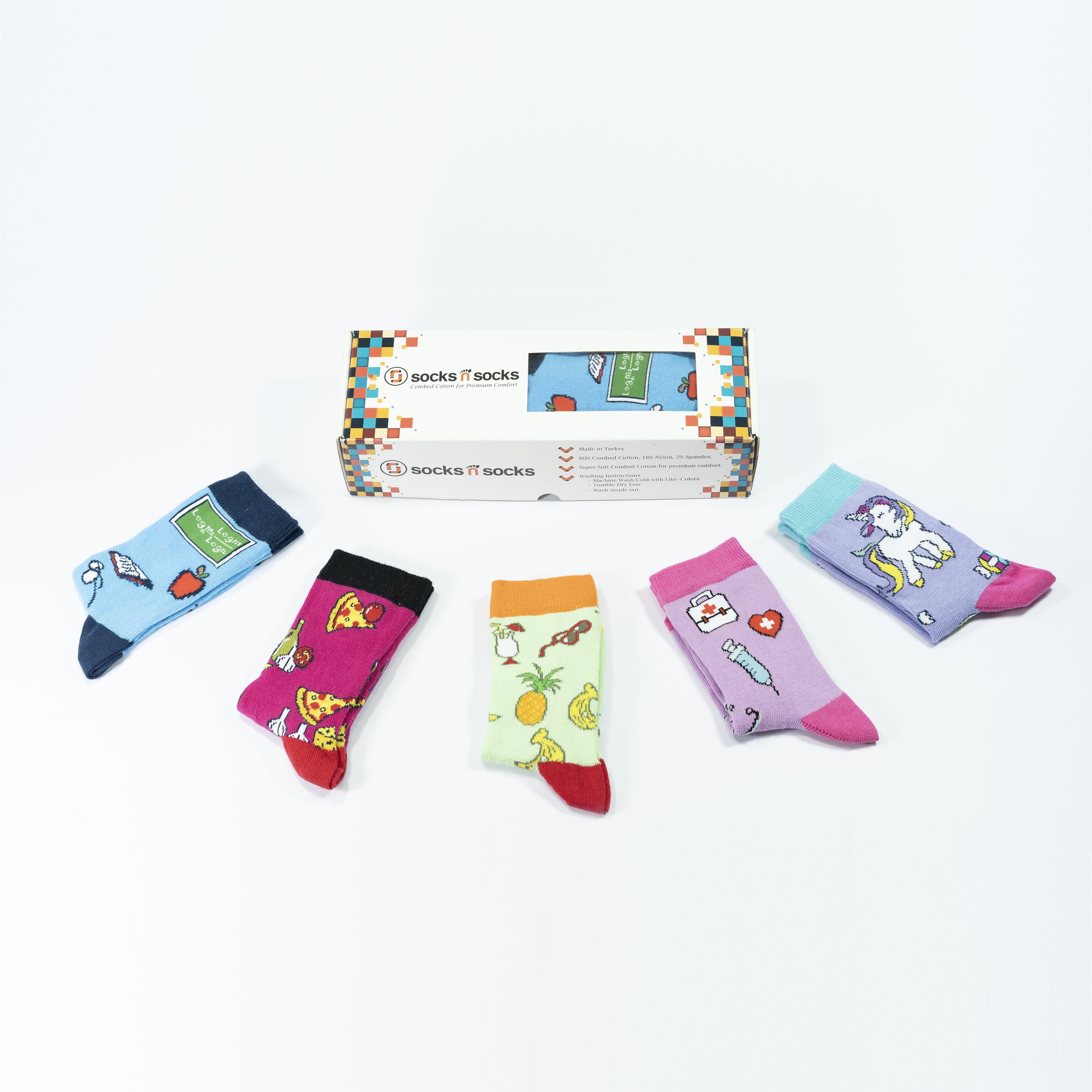 Colorful Kids Cute Fun Socks featuring trendy patterns and soft cotton material, perfect for adding style to children's outfits.