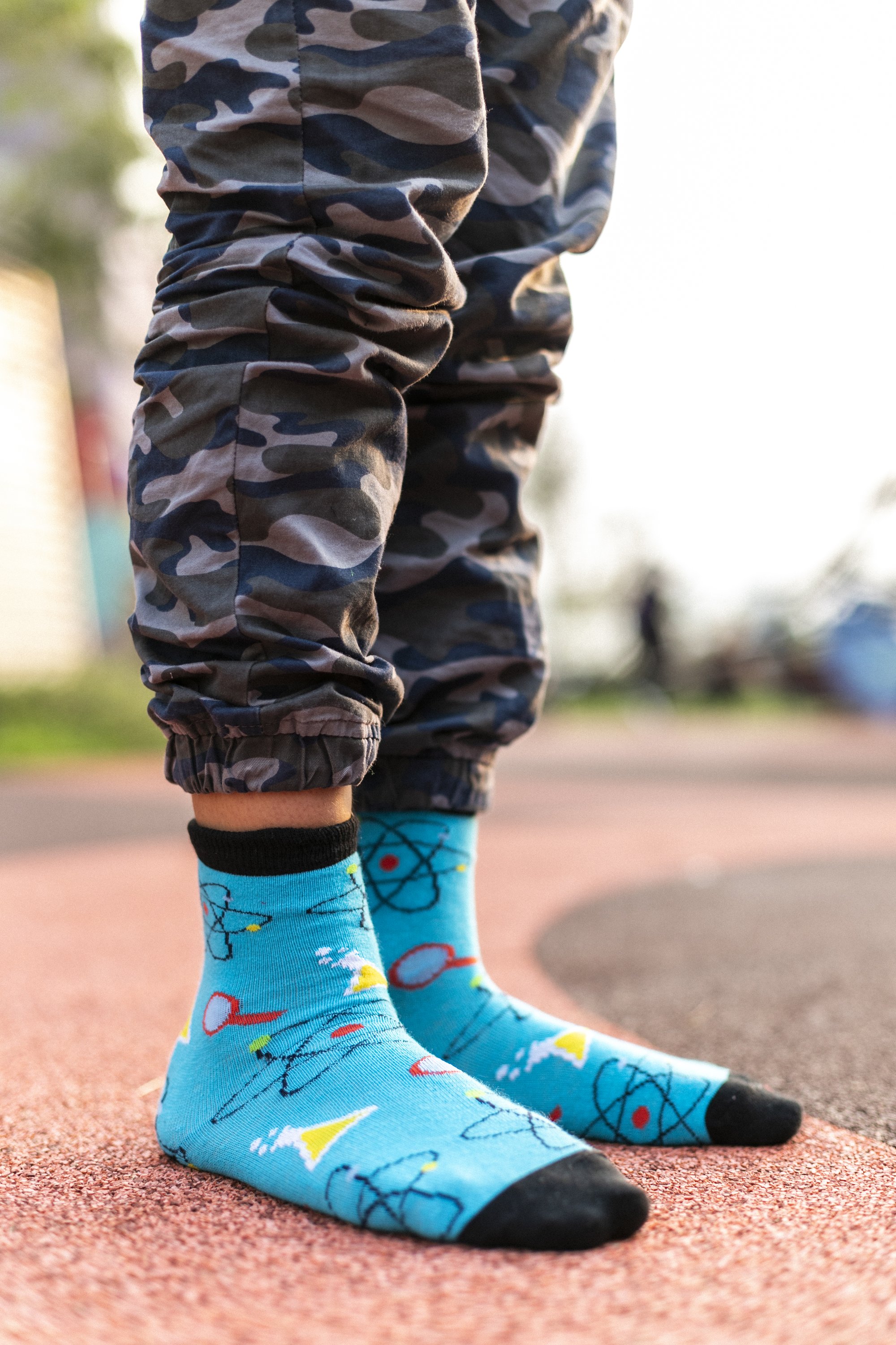 Colorful Kids Electrons Socks featuring trendy patterns and made from soft Turkish cotton for comfort.