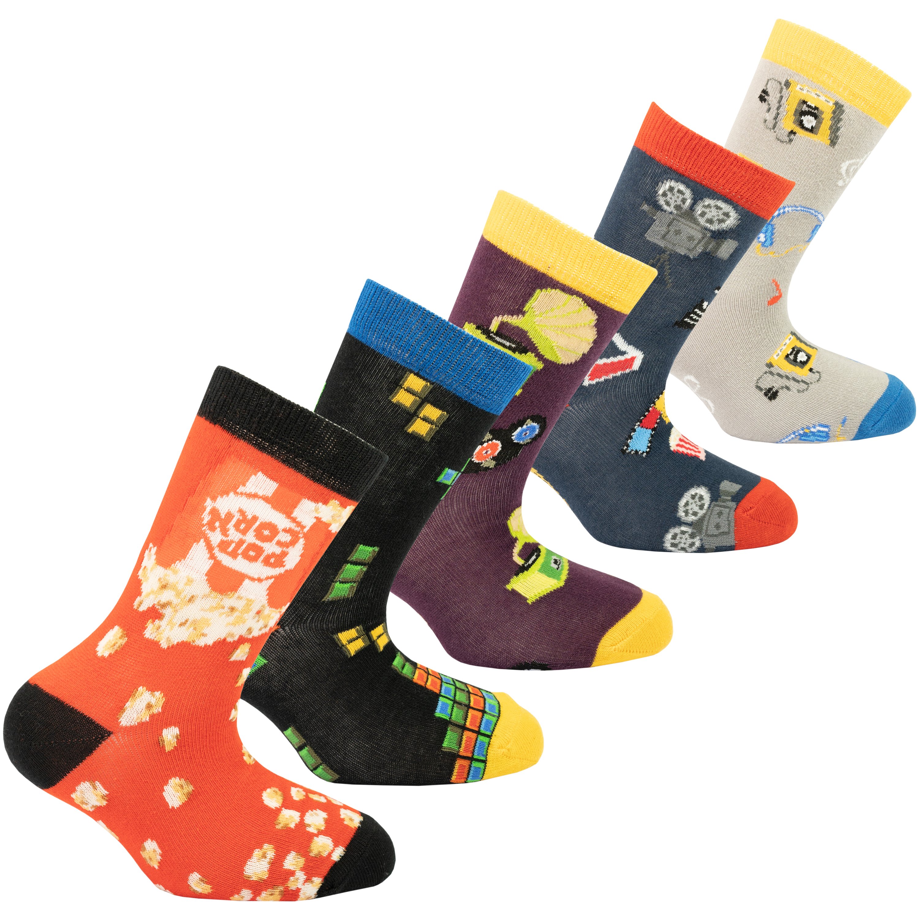 Colorful Kids Entertainment Socks featuring fun patterns and designs, perfect for adding style to children's outfits.