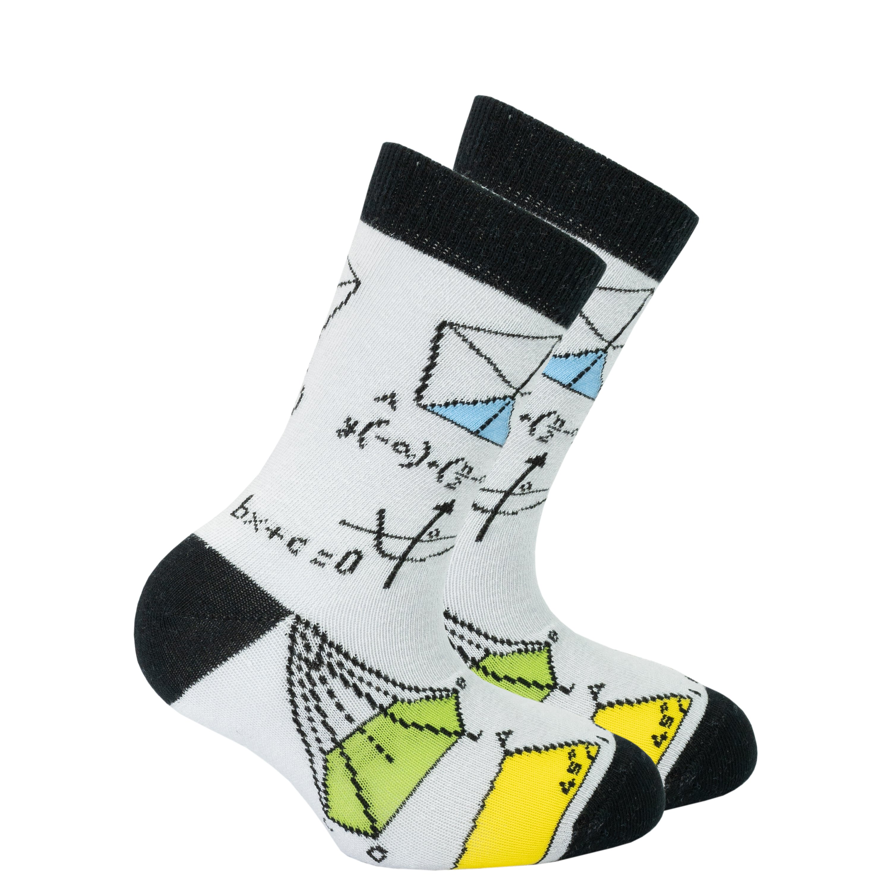 Colorful Kids Geometry Socks featuring fun geometric patterns, perfect for adding style and comfort to children's outfits.