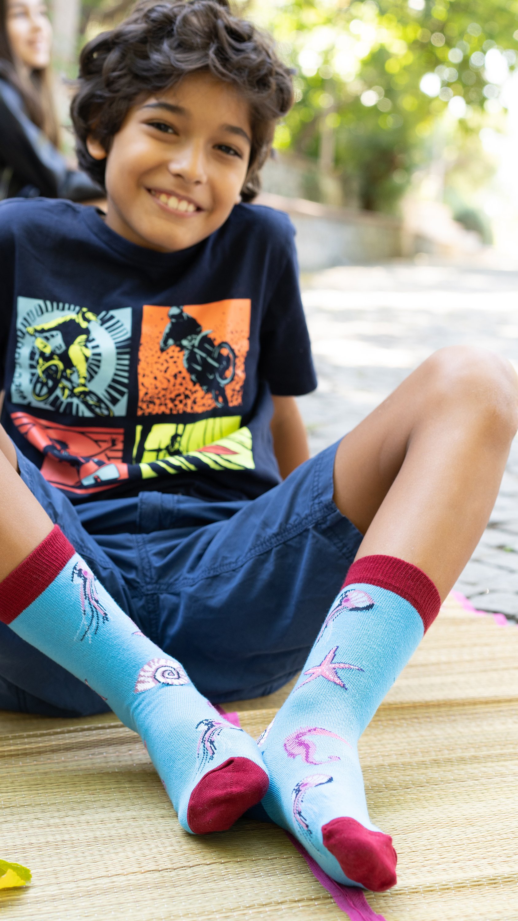 Colorful Kids Jellyfish Socks featuring fun jellyfish designs, made from soft Turkish cotton for comfort and style.