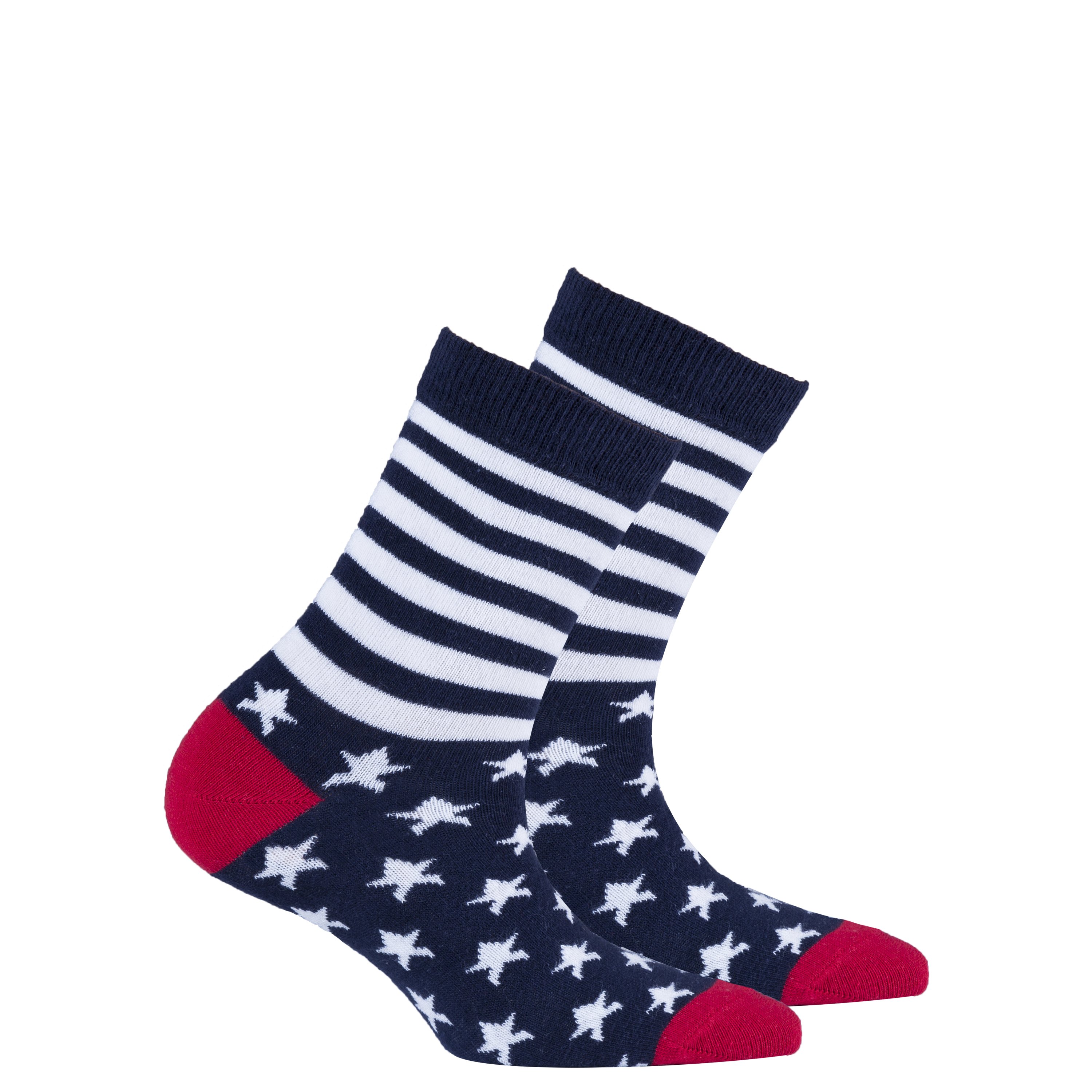 Colorful Kids July 4th Socks featuring trendy patterns and soft cotton material, perfect for celebrating Independence Day.