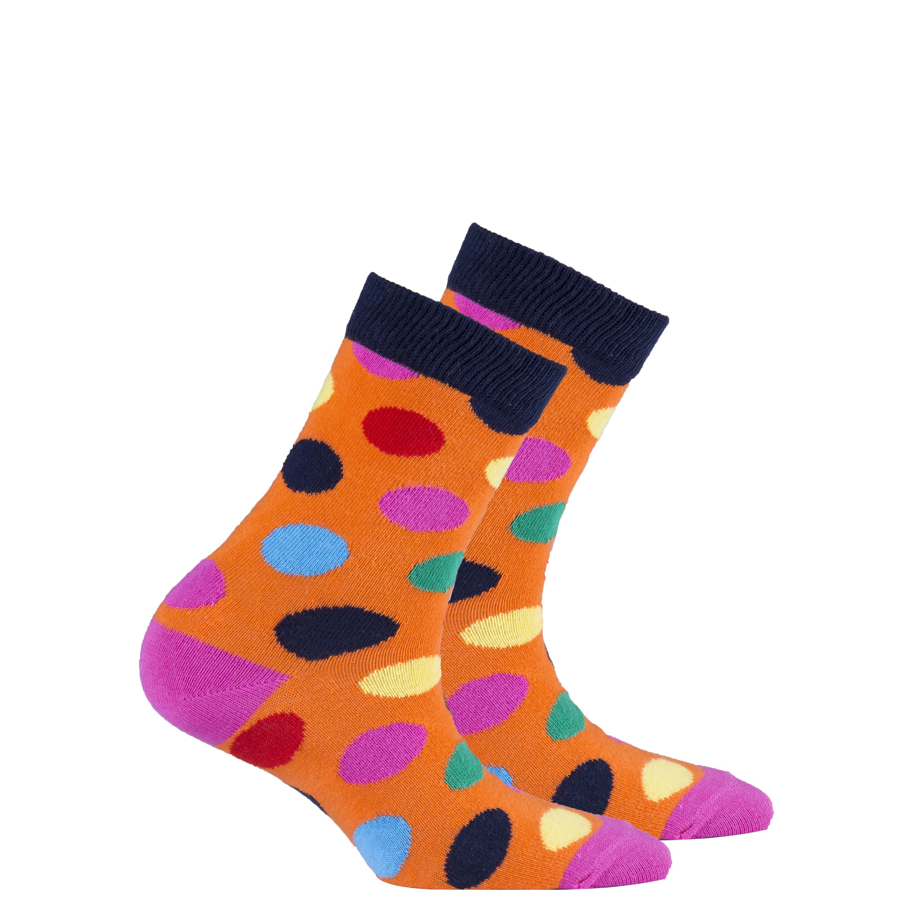 Colorful Kids Mandarin Dot Socks featuring vibrant patterns and soft fabric, perfect for stylish comfort.