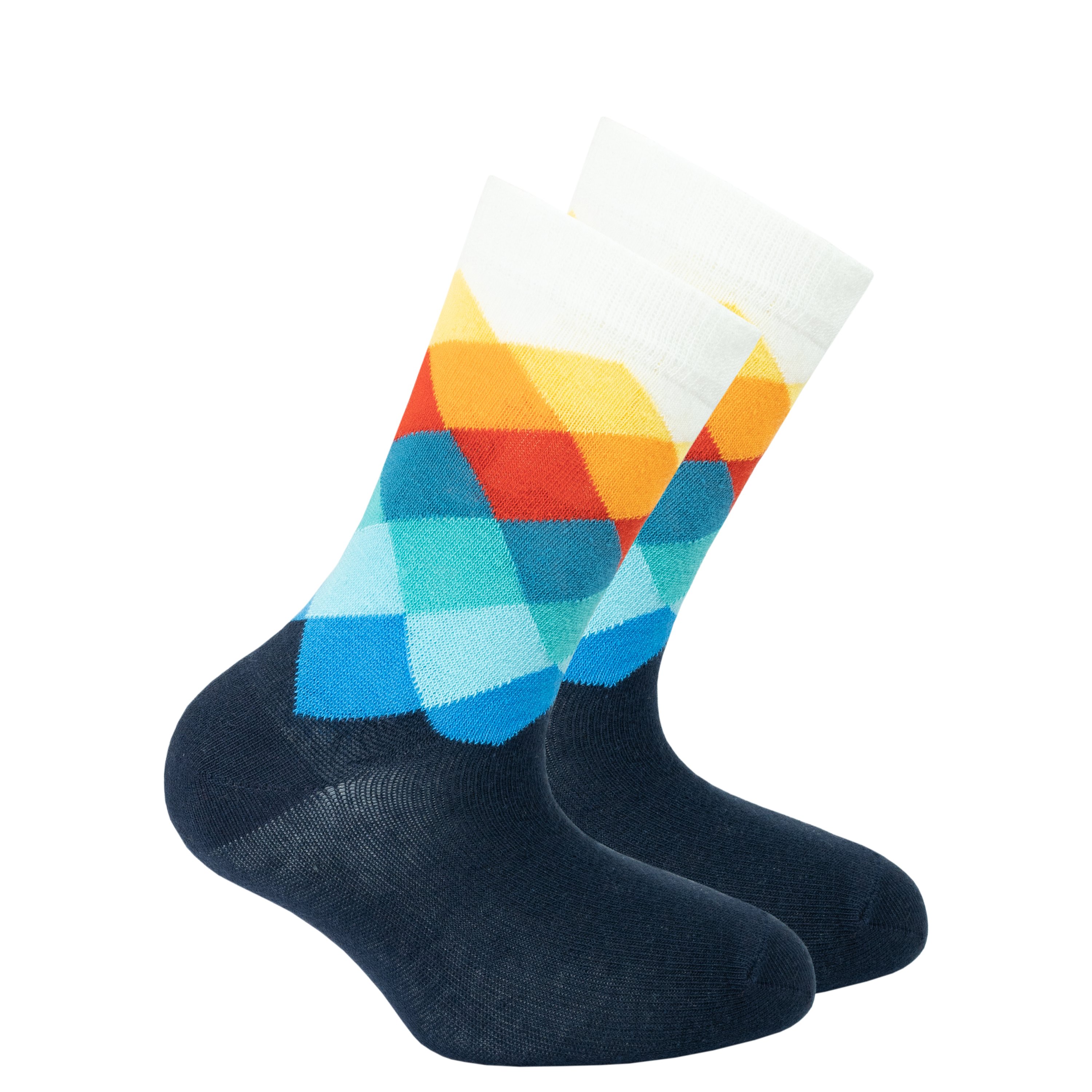 Colorful Kids Marine Diamond Socks featuring fun marine patterns, made from soft Turkish cotton for comfort.