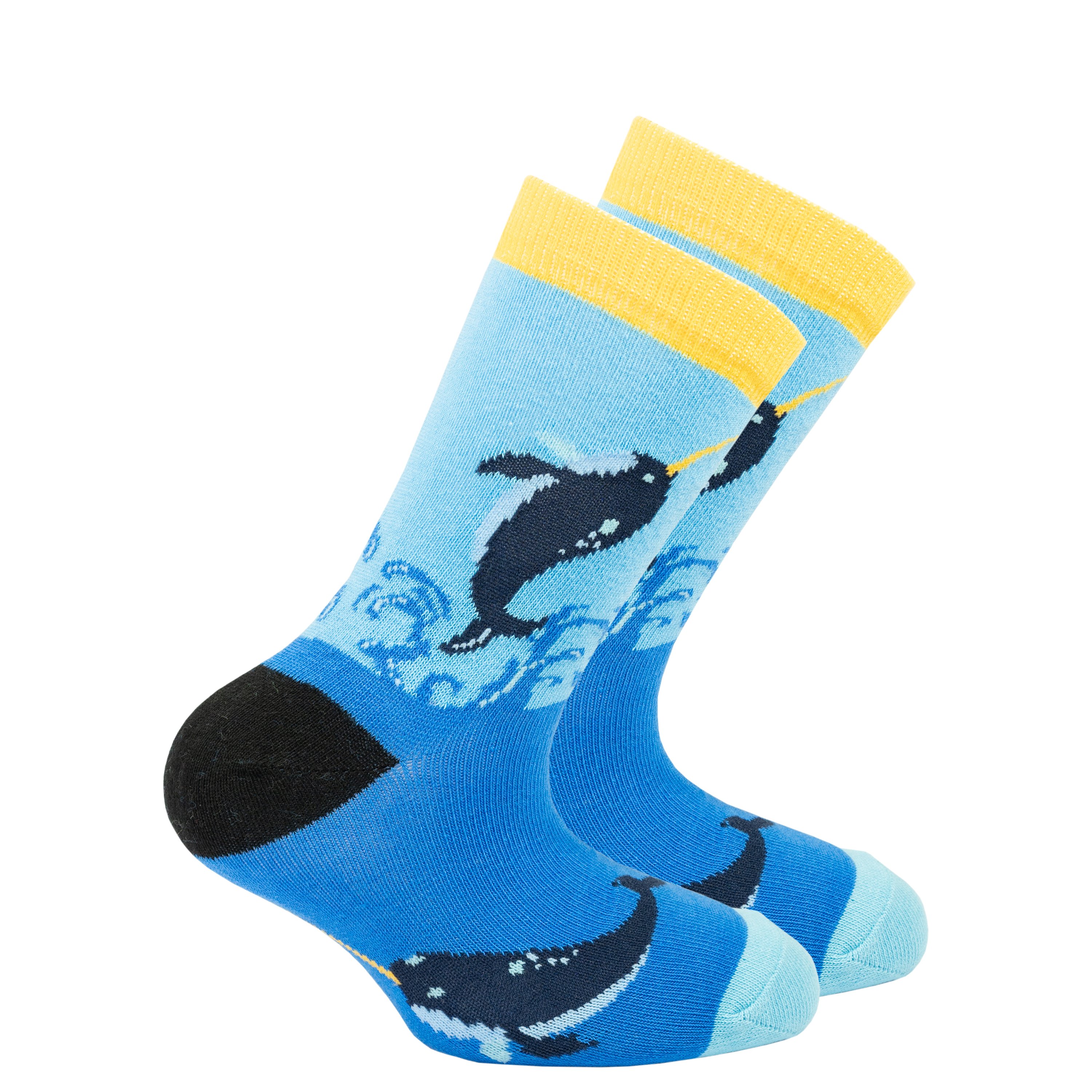 Colorful Kids Narwhal Socks featuring playful narwhal designs, made from soft Turkish cotton for comfort.