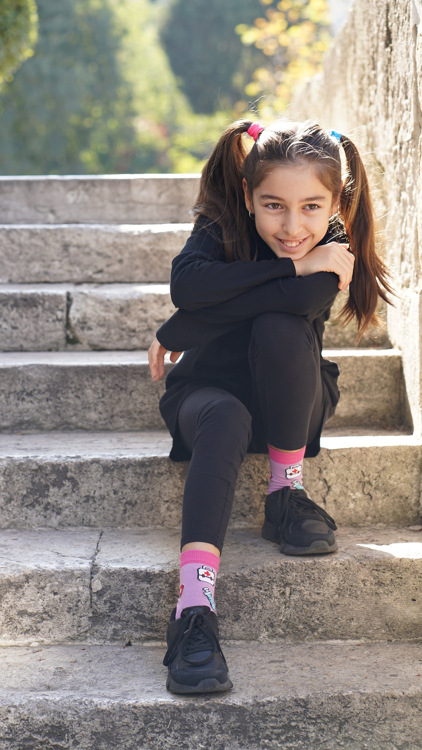 Colorful Kids Nurse Socks made from soft Turkish cotton, featuring trendy patterns and designs for children.