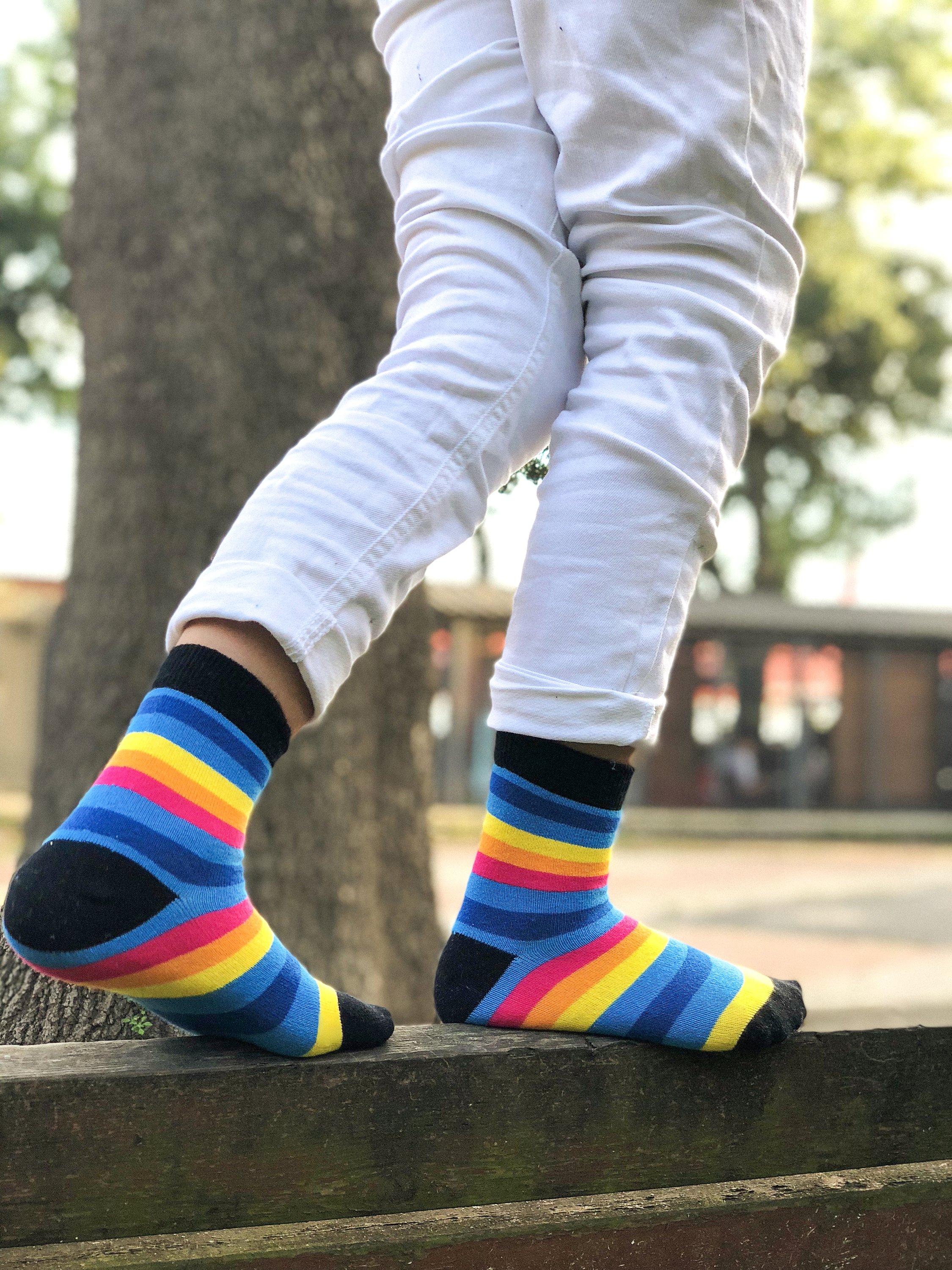 Colorful Kids Popular Stripes Socks made from soft Turkish cotton, featuring trendy patterns and a comfortable fit.