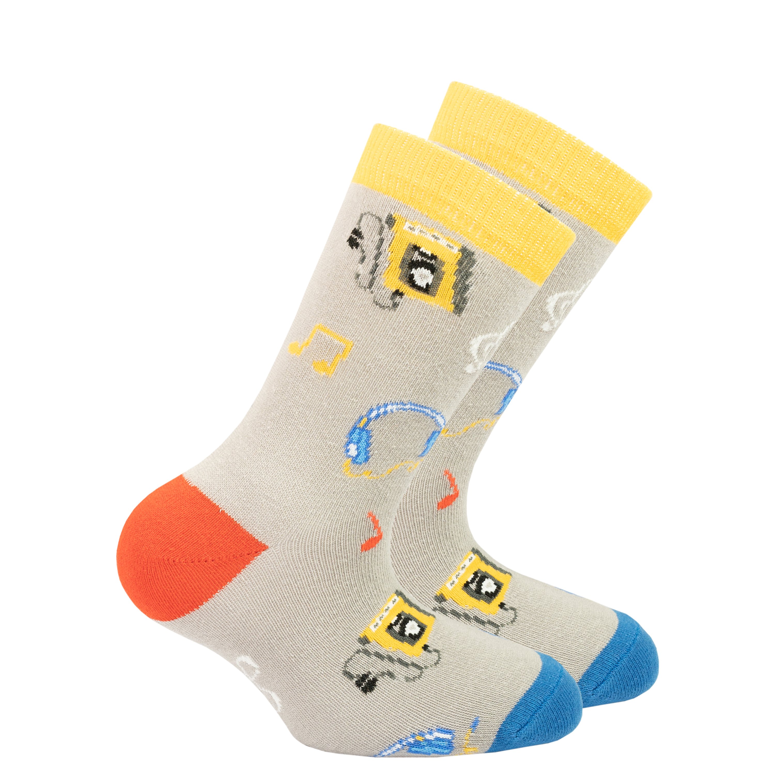 Colorful Kids Radio Socks featuring trendy patterns and premium cotton material, perfect for stylish and comfortable wear.