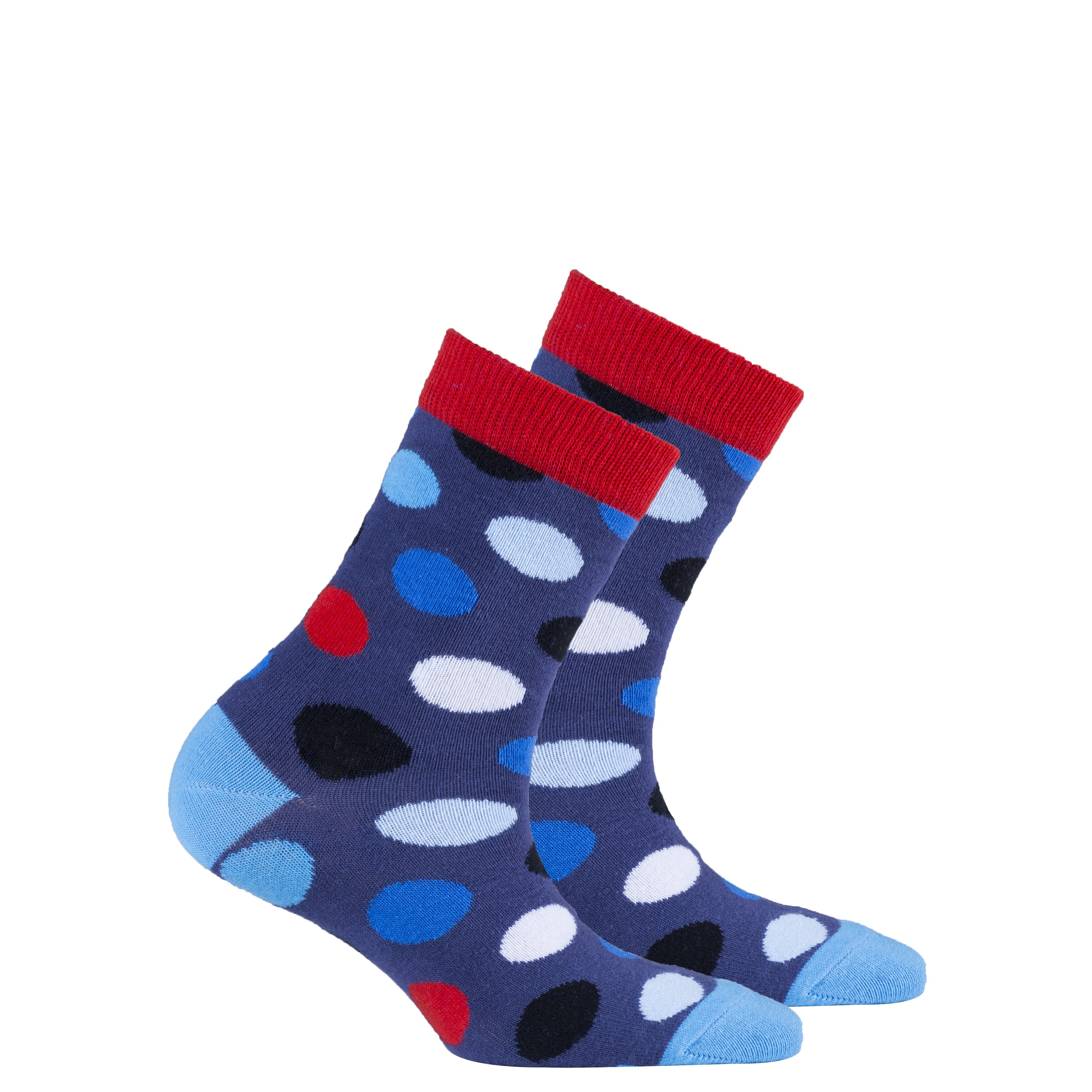 Kids Red Admiral Dot Socks featuring a colorful dot pattern, made from soft Turkish cotton for comfort and style.