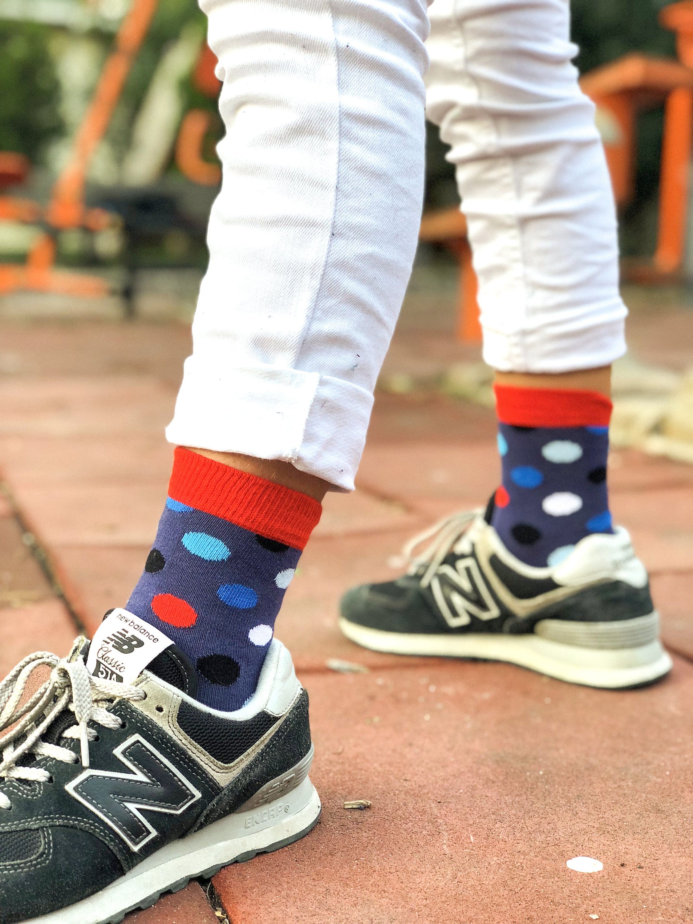 Kids Red Admiral Dot Socks featuring a colorful dot pattern, made from soft Turkish cotton for comfort and style.