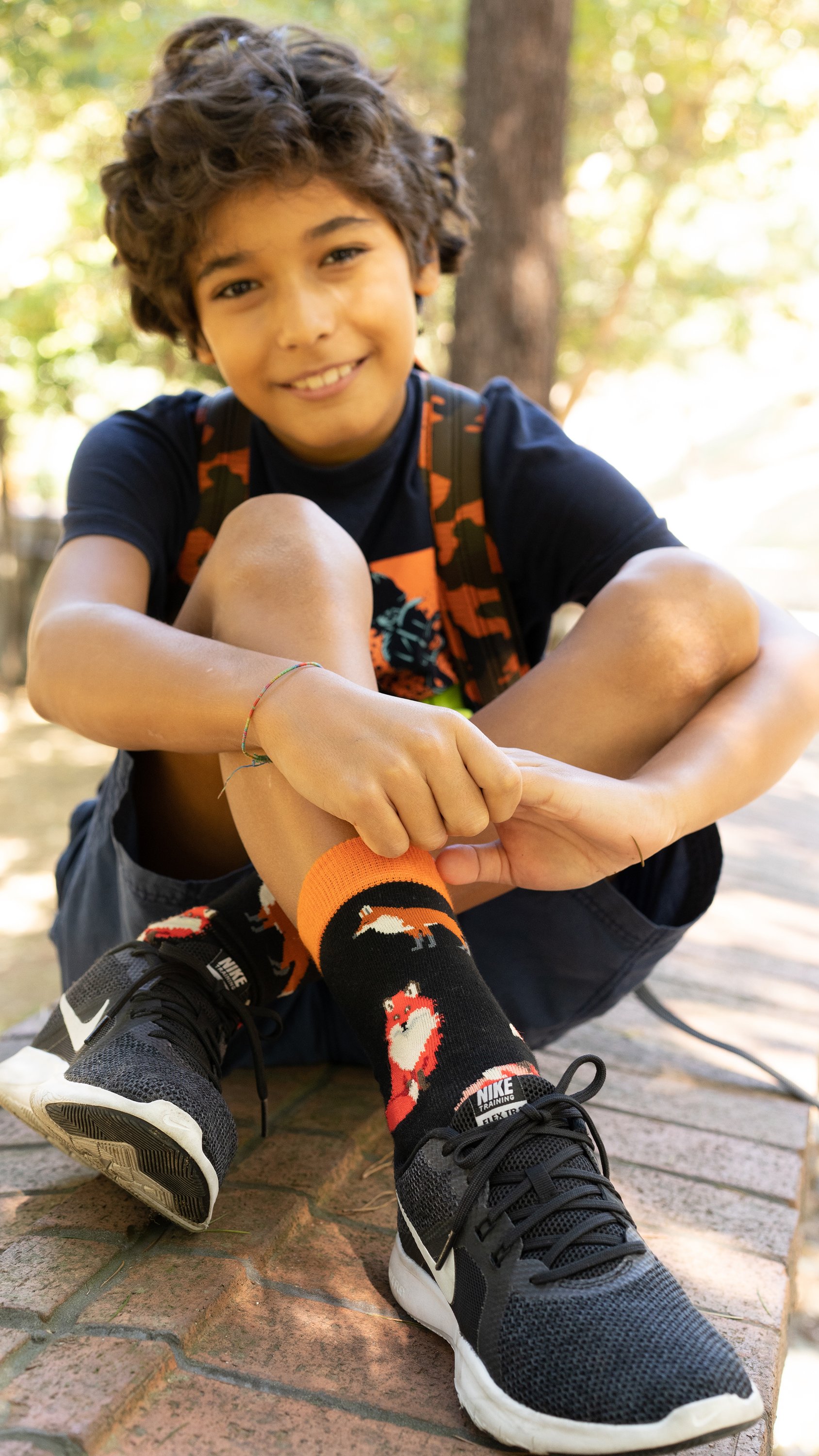 Colorful Kids Sneaky Fox Socks featuring playful fox designs, made from soft Turkish cotton for comfort.