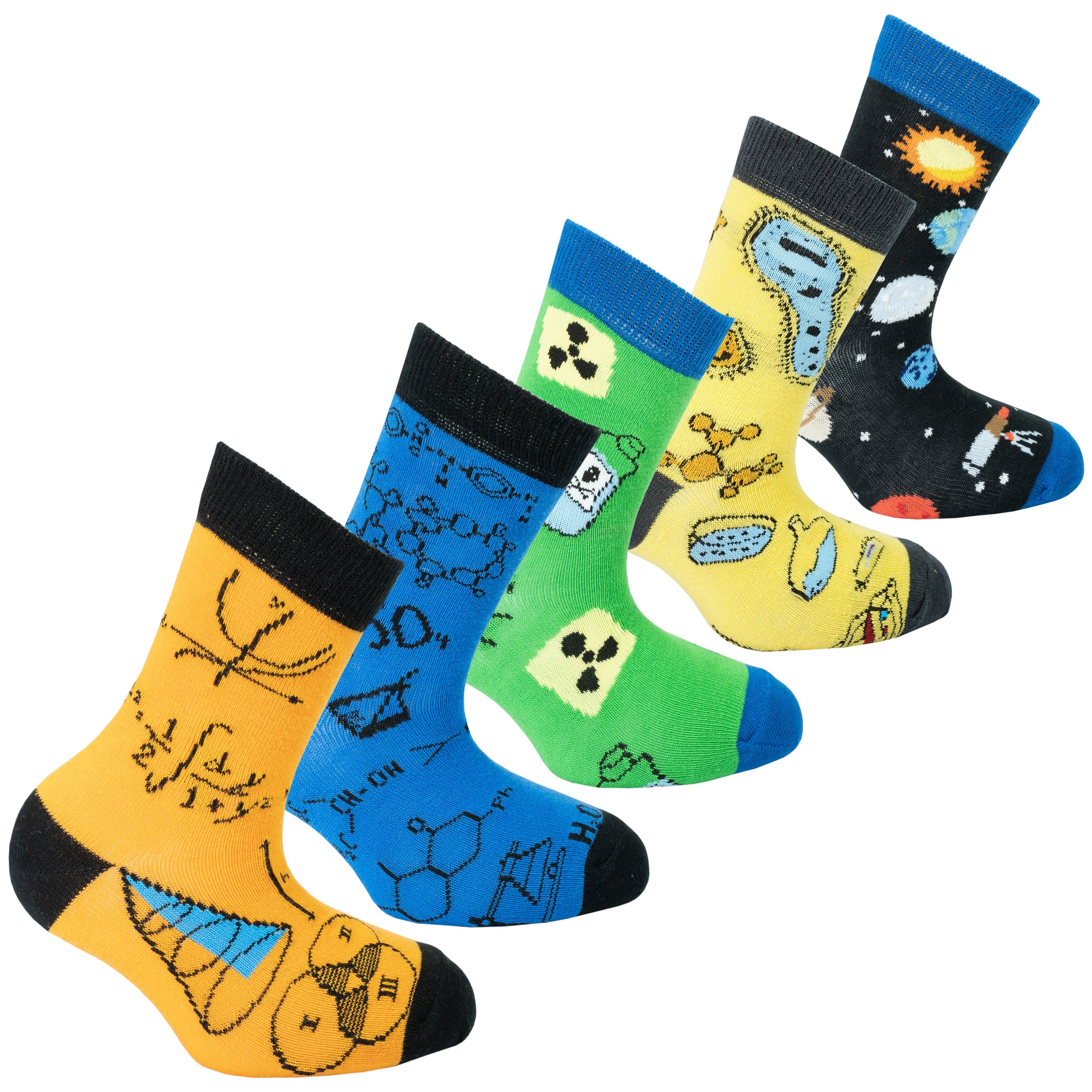 Colorful Kids Stem Socks made from soft Turkish cotton, featuring trendy patterns and a comfortable fit.