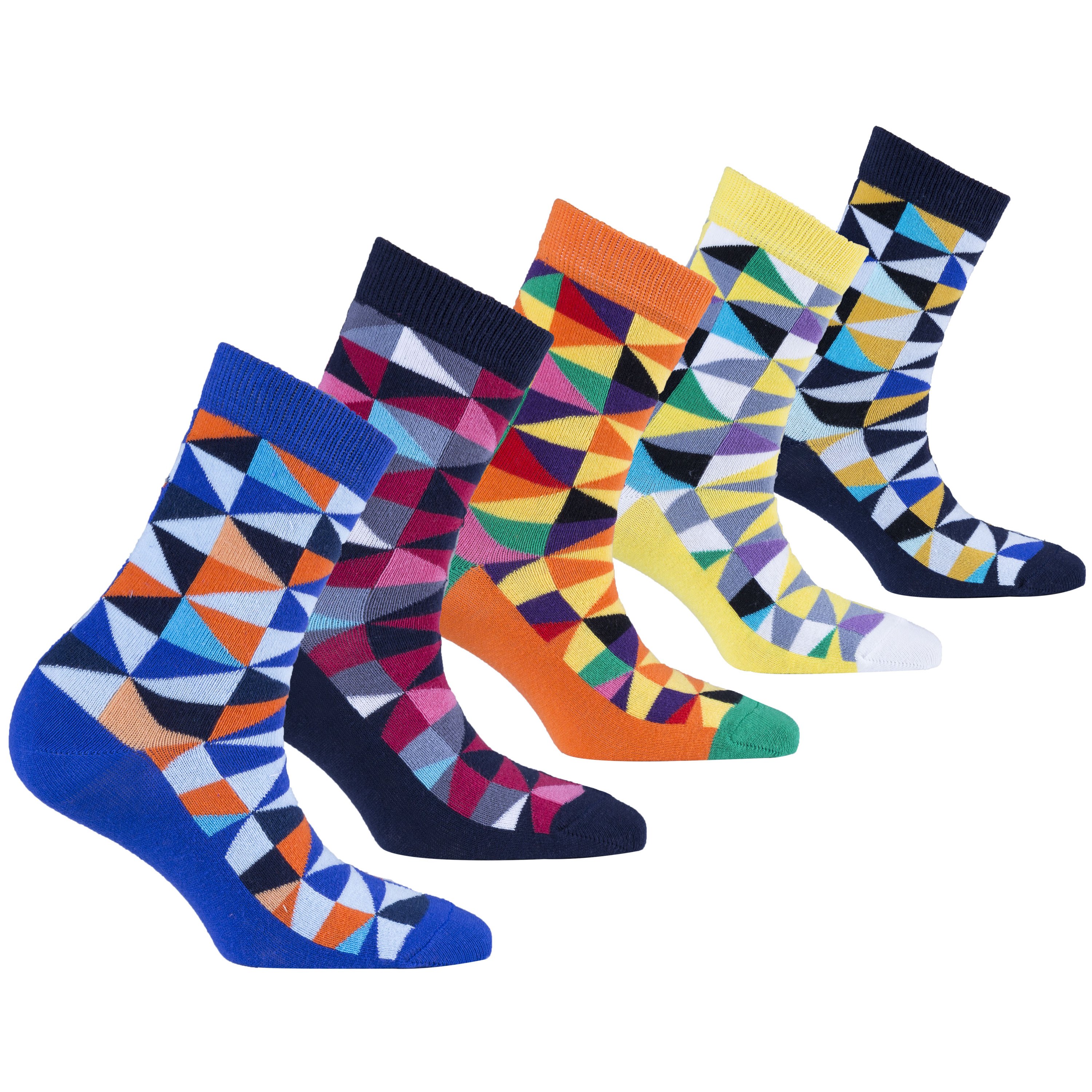 Colorful Kids Stylish Triangle Socks featuring trendy patterns and premium cotton material, perfect for adding fun to any outfit.