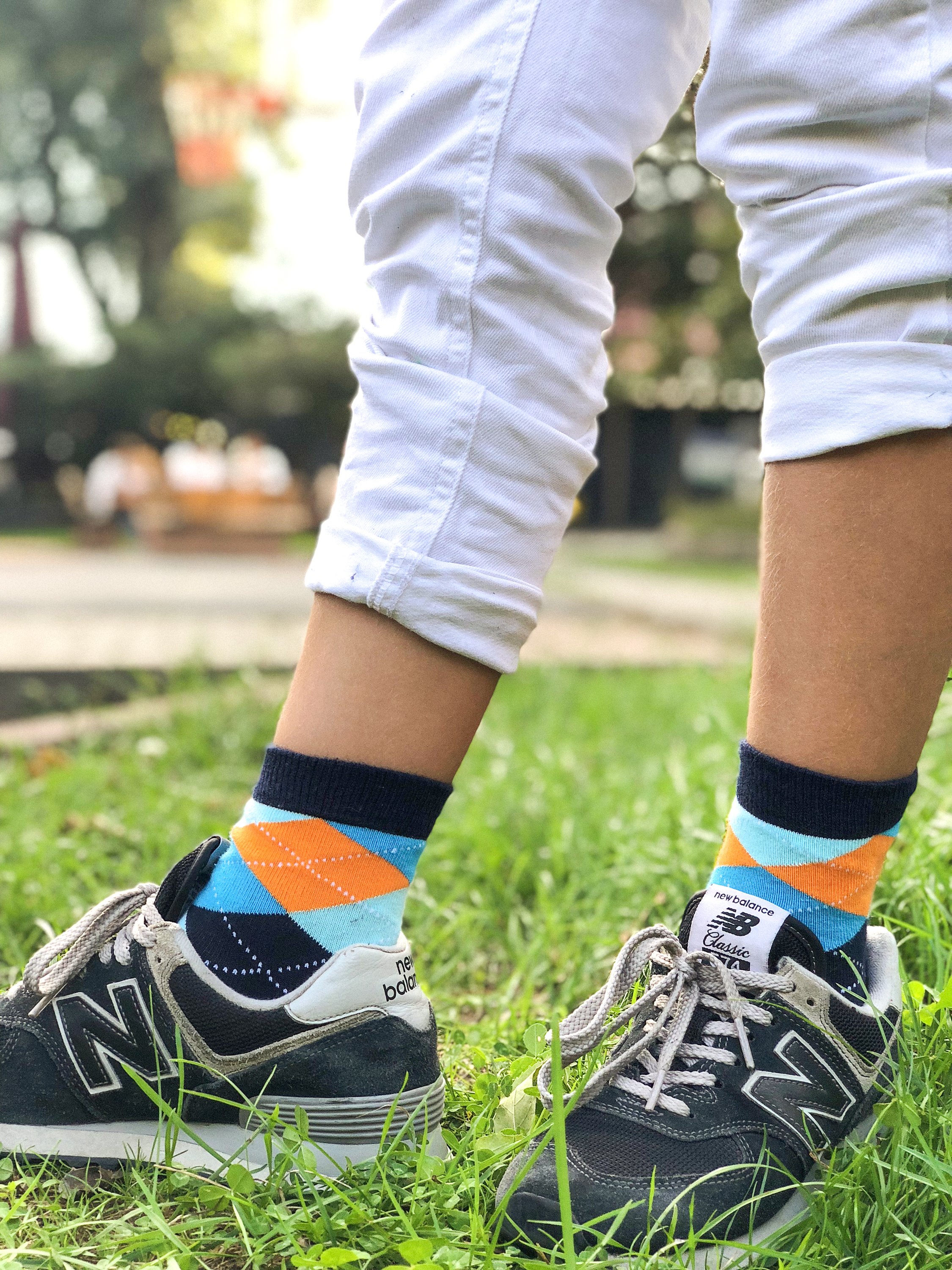 Kids Vibrant Sky Argyle Socks featuring colorful patterns and soft fabric, perfect for stylish comfort.