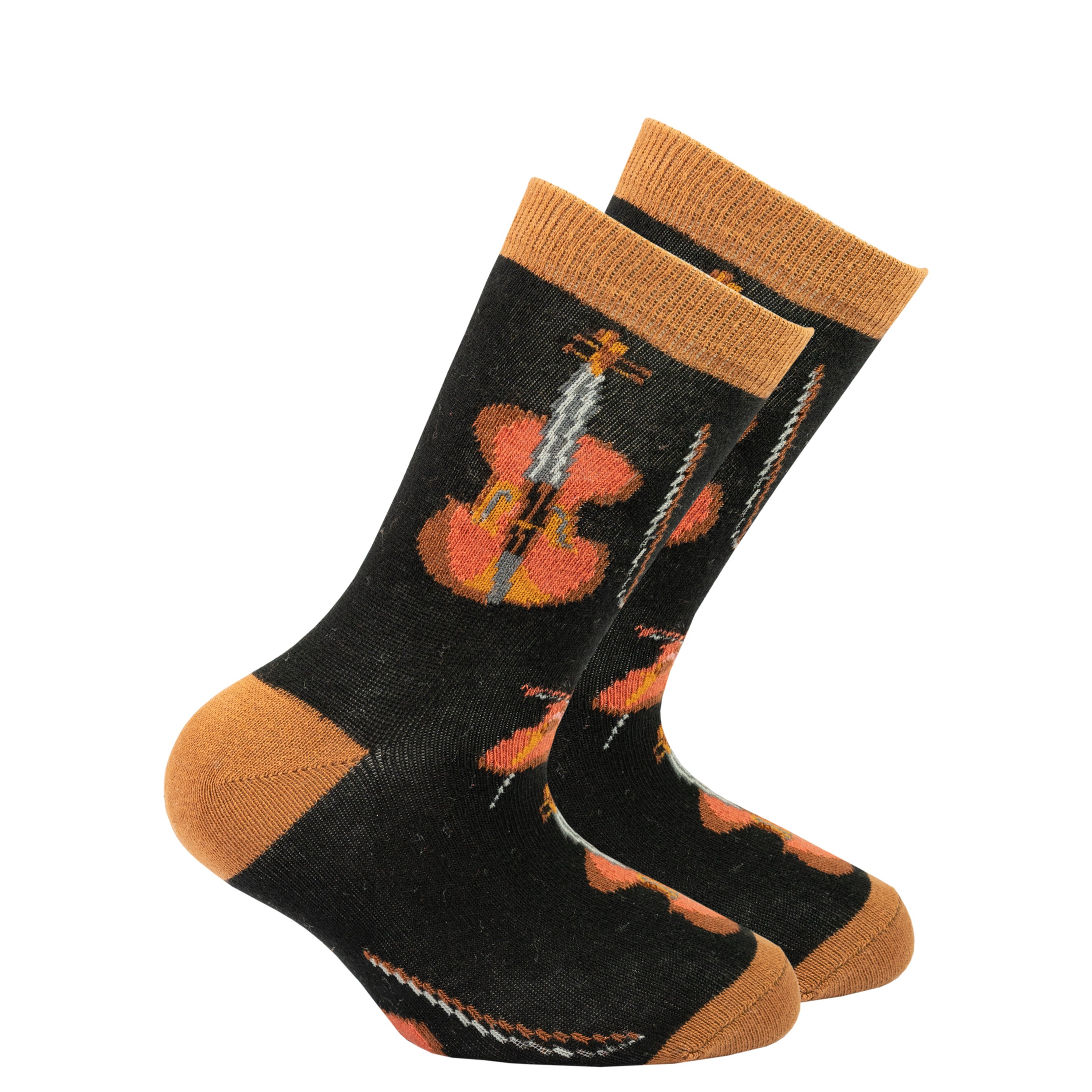 Colorful Kids Violin Socks featuring fun patterns and designs, perfect for adding style to children's outfits.