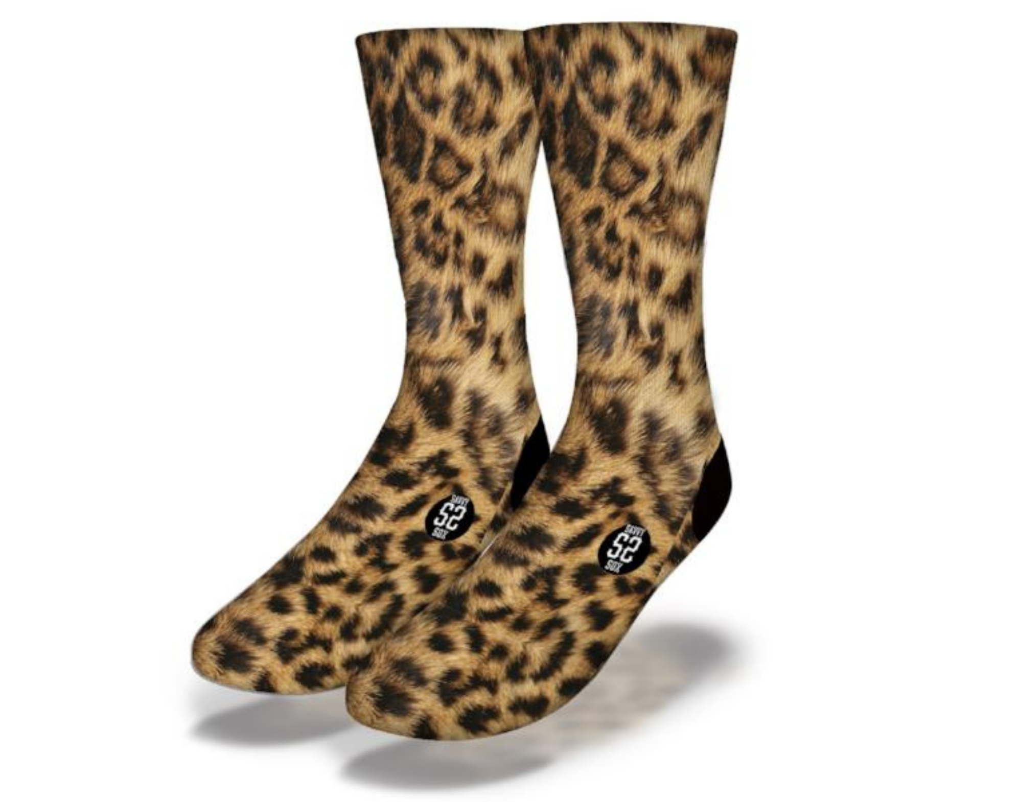 LEOPARD SPOTS Fun Animal Print Socks featuring a playful leopard print design, perfect for animal lovers.