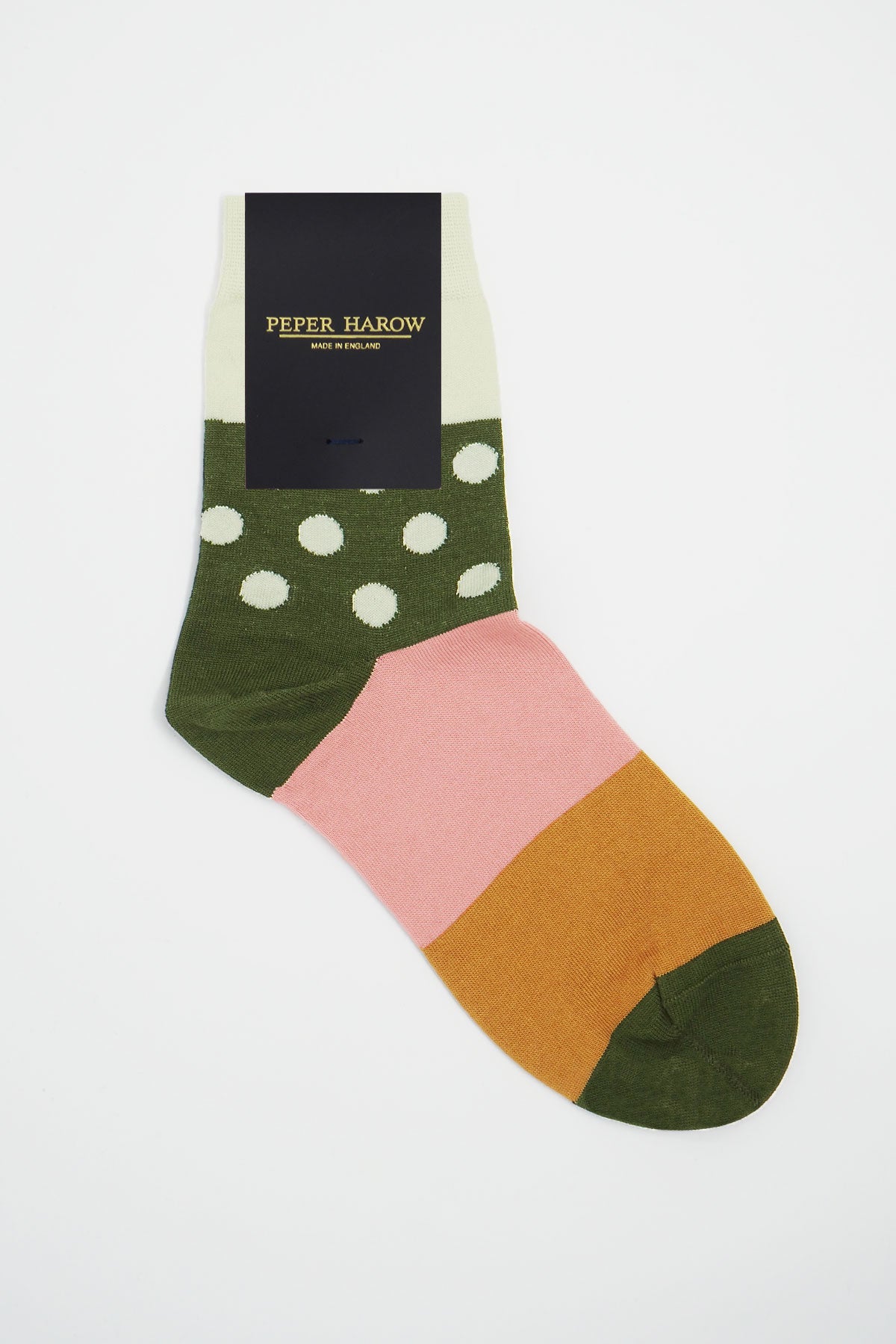 Cream Mayfair Women's Socks featuring a classic polka dot design, made from luxurious Mercerised Egyptian cotton.