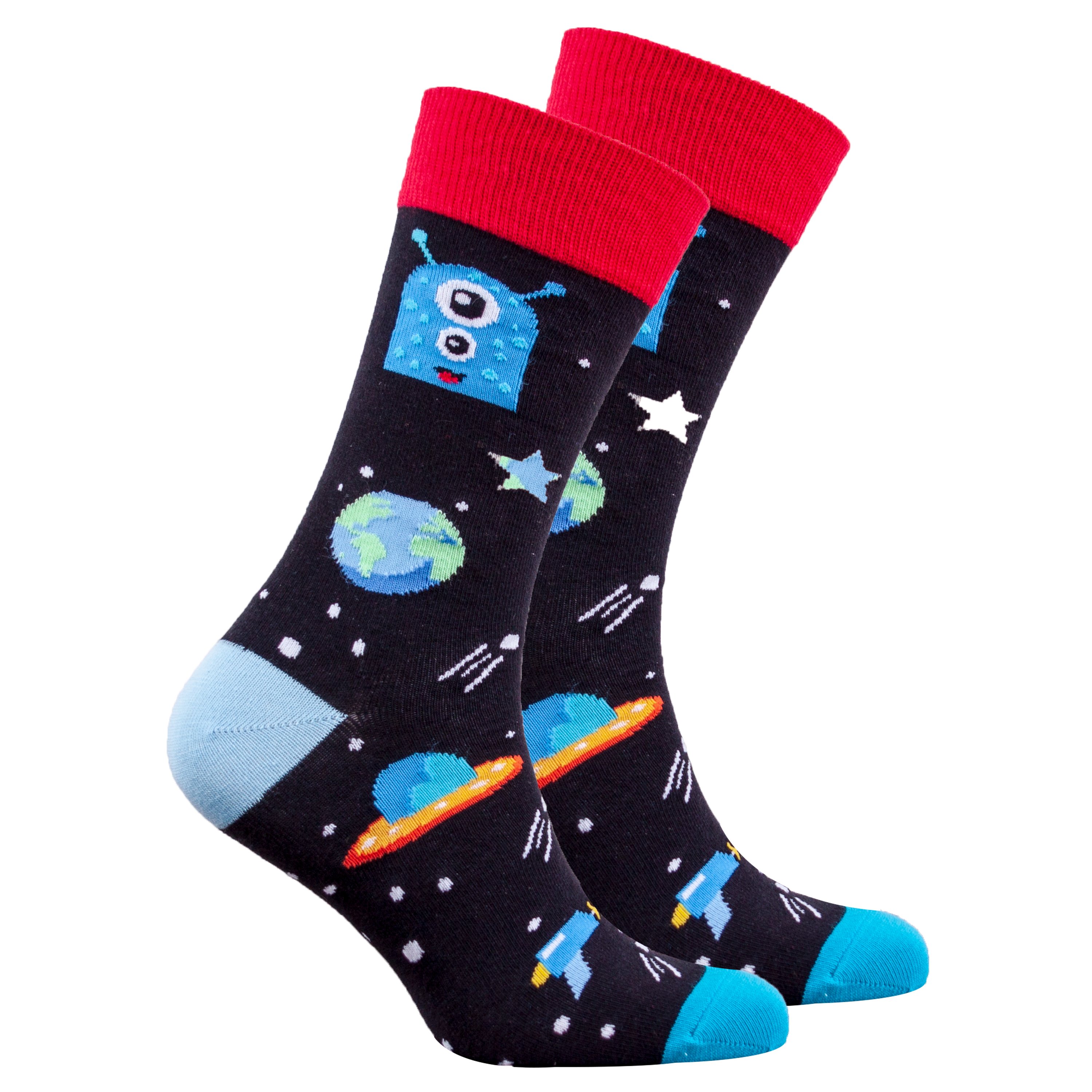 Men's Aliens Socks featuring colorful and funky designs made from soft Turkish cotton.