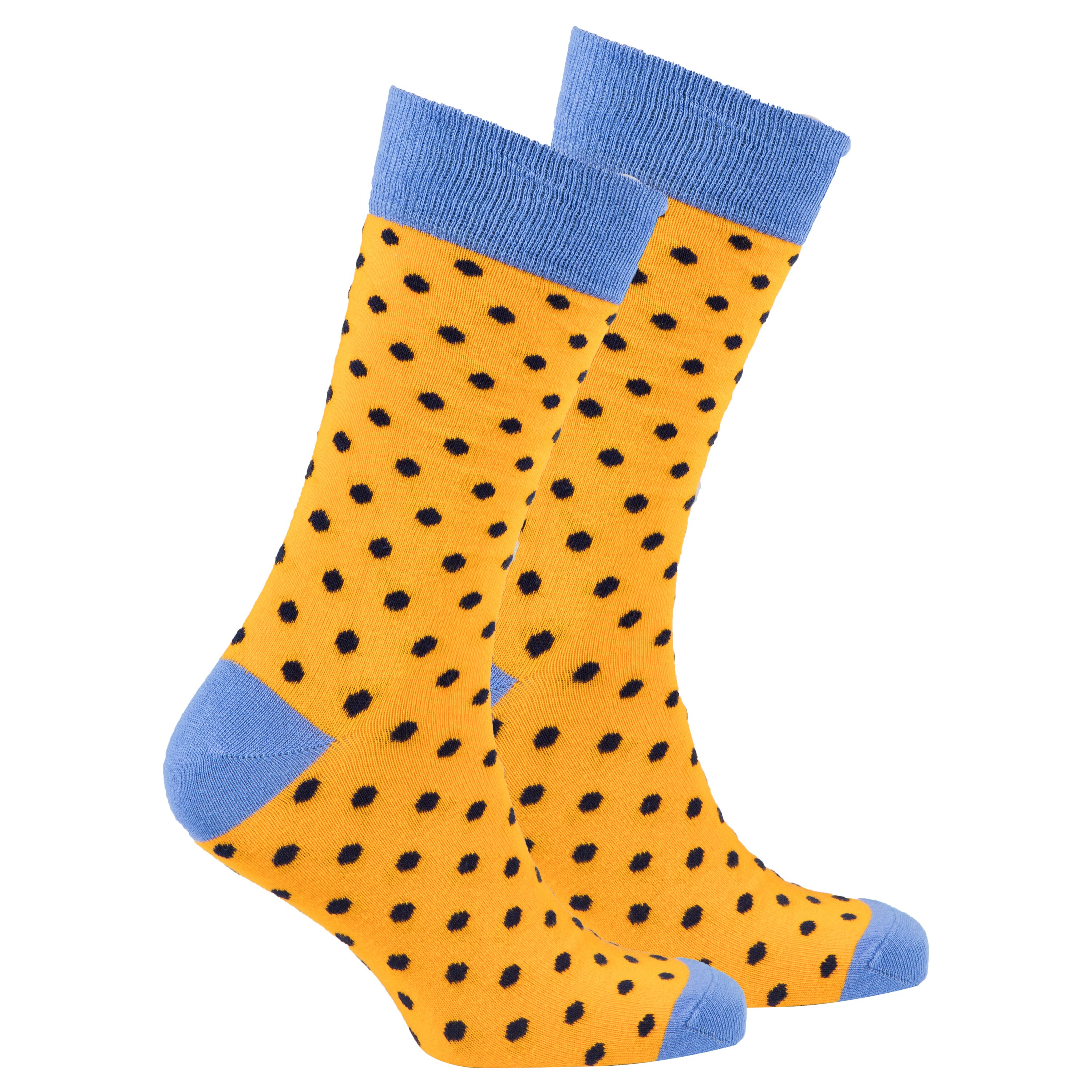 Men's Apricot Dot Socks featuring a colorful dot pattern, made from soft Turkish cotton for comfort and style.