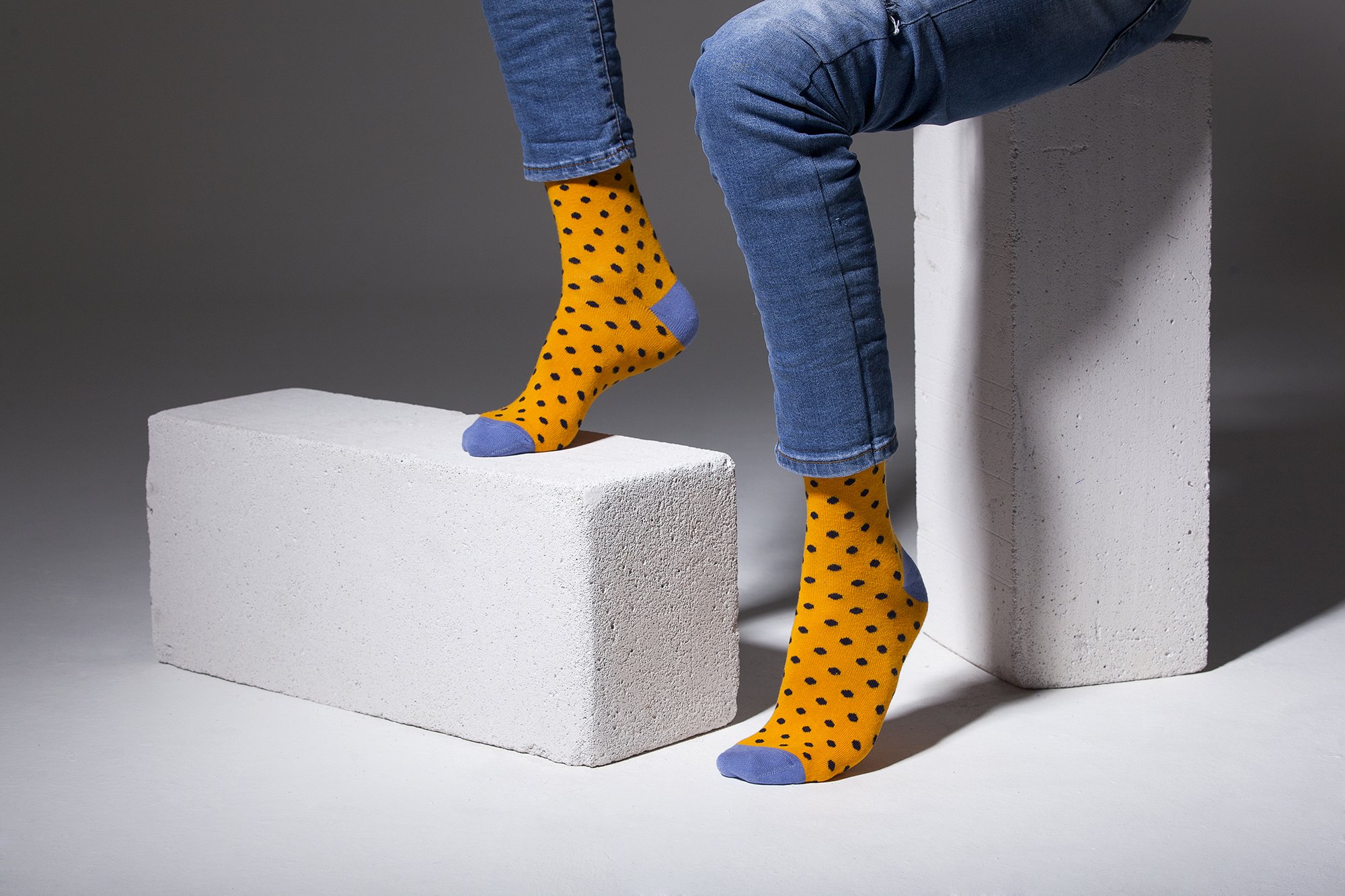 Men's Apricot Dot Socks featuring a colorful dot pattern, made from soft Turkish cotton for comfort and style.