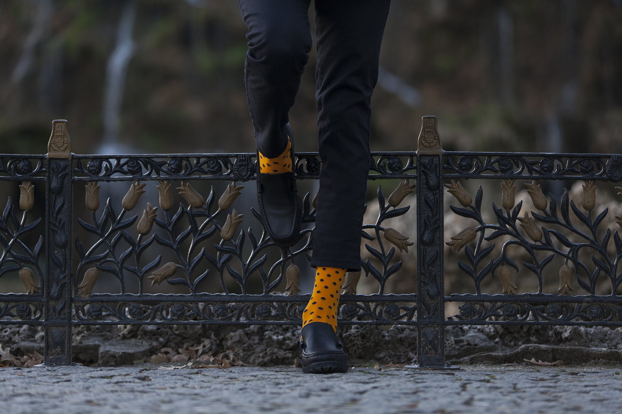 Men's Apricot Dot Socks featuring a colorful dot pattern, made from soft Turkish cotton for comfort and style.