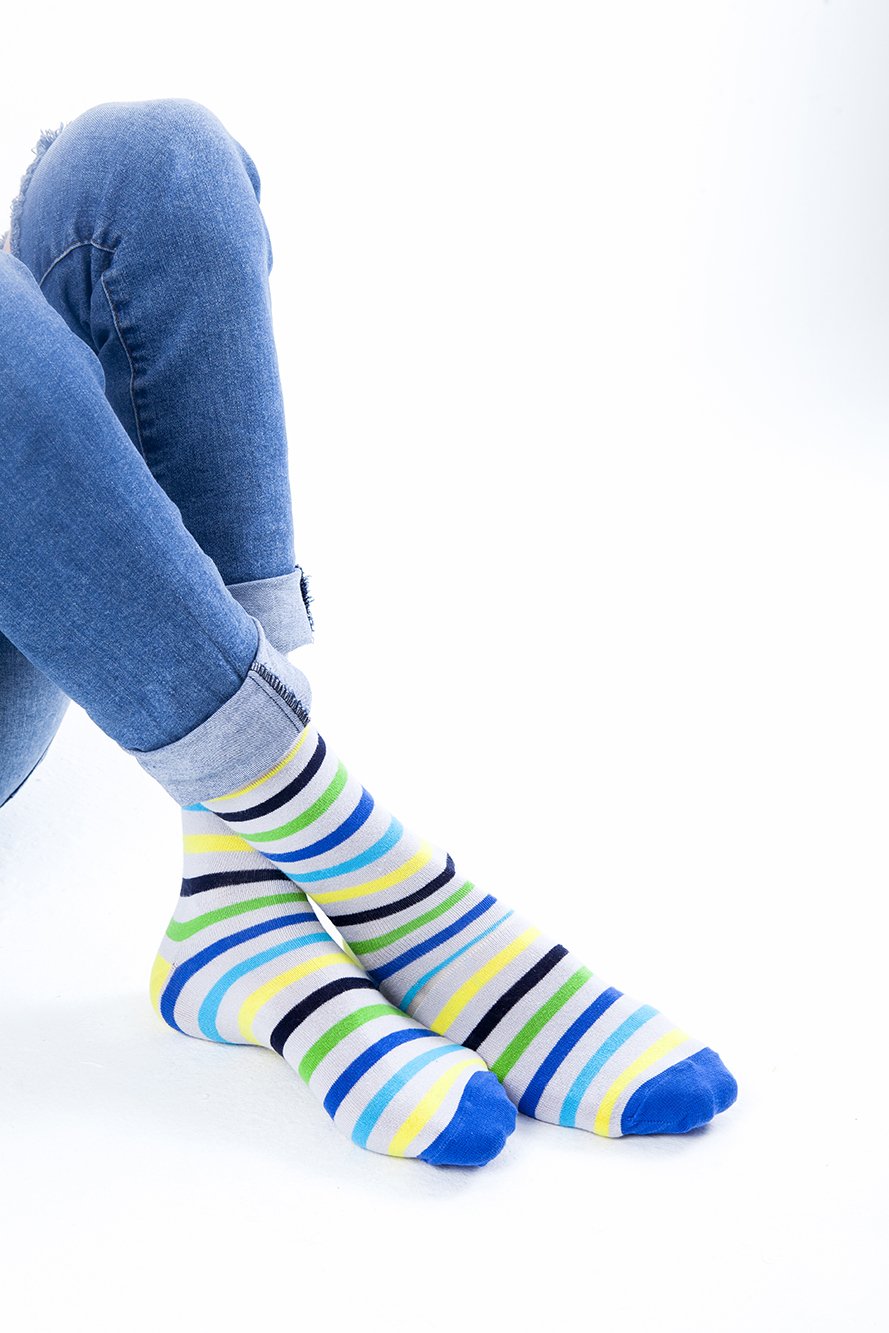 Men's Ash Stripe Socks featuring a trendy design made from soft Turkish cotton, perfect for comfort and style.