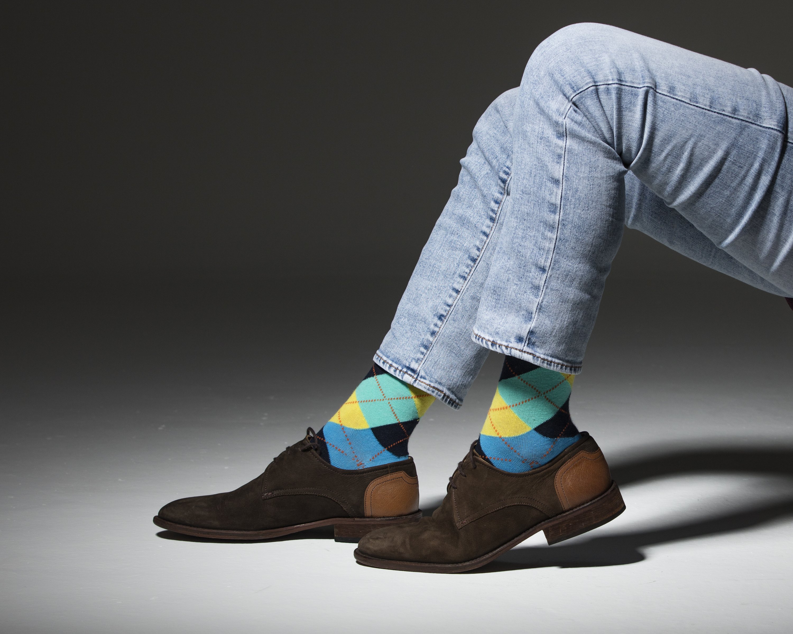 Men's Aspen Gold Argyle Socks featuring a vibrant argyle pattern, made from soft Turkish cotton for comfort and style.