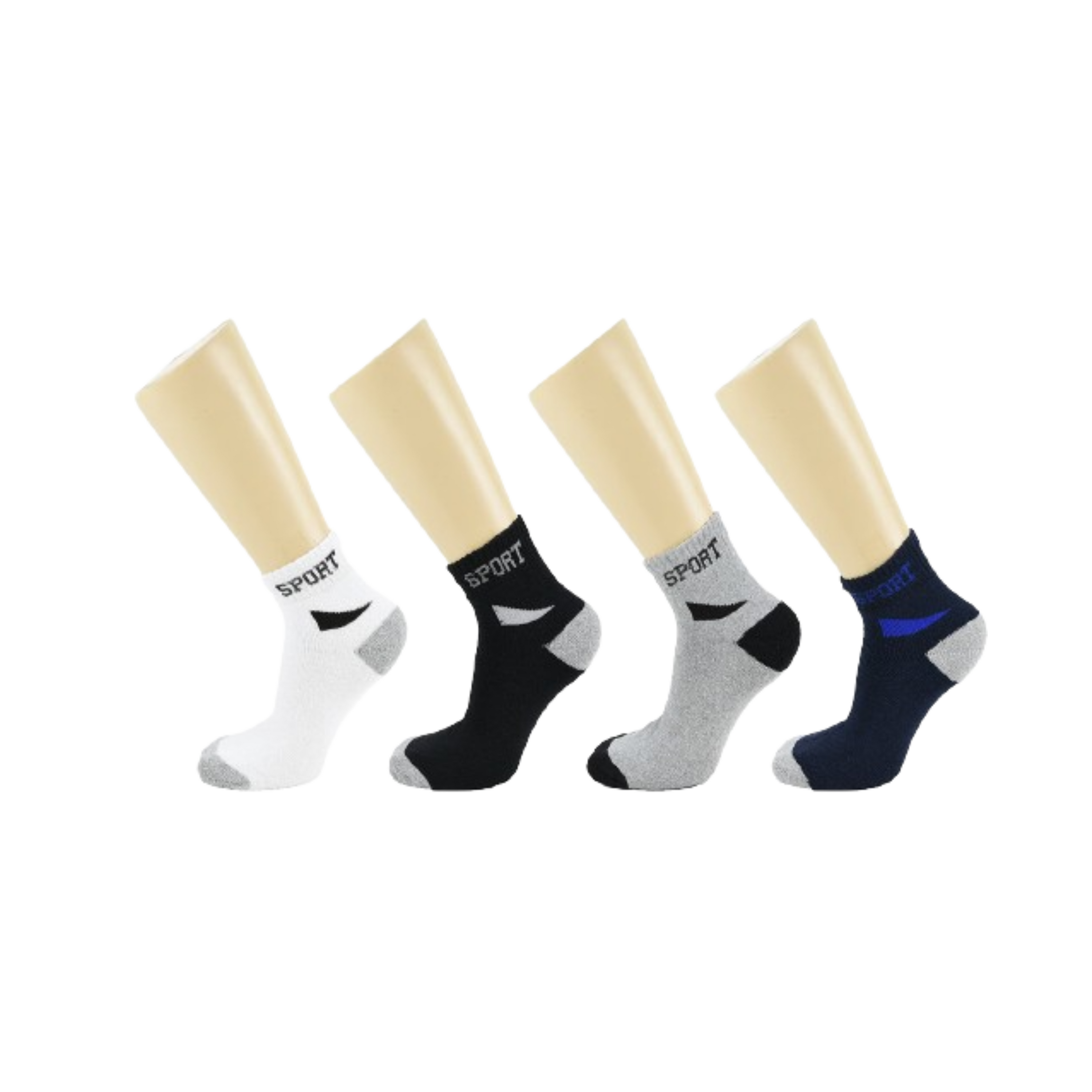 Men's Athletic Ankle Socks in a cotton blend, available in packs of 6 or 12, designed for comfort and durability during sports.