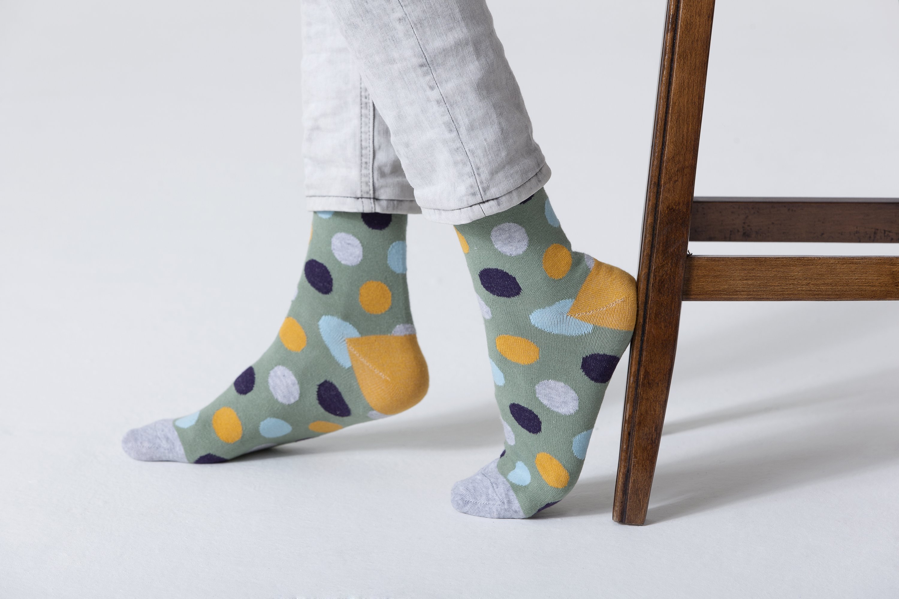 Men's Atlantis Dot Socks featuring colorful dot patterns, made from soft Turkish cotton for comfort and style.