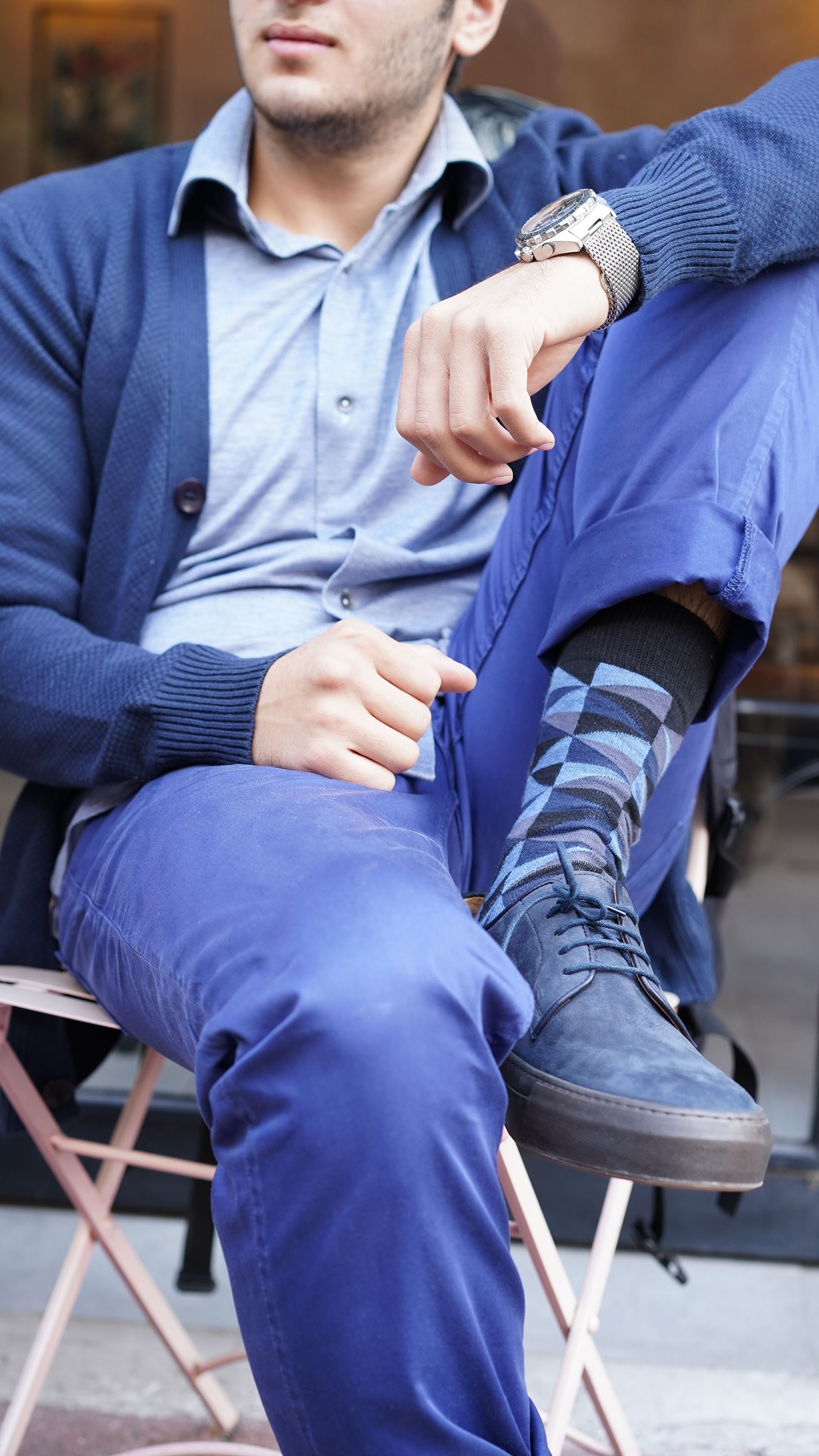 Men's Azure Mix Set Socks featuring colorful designs and premium Turkish cotton for comfort and style.