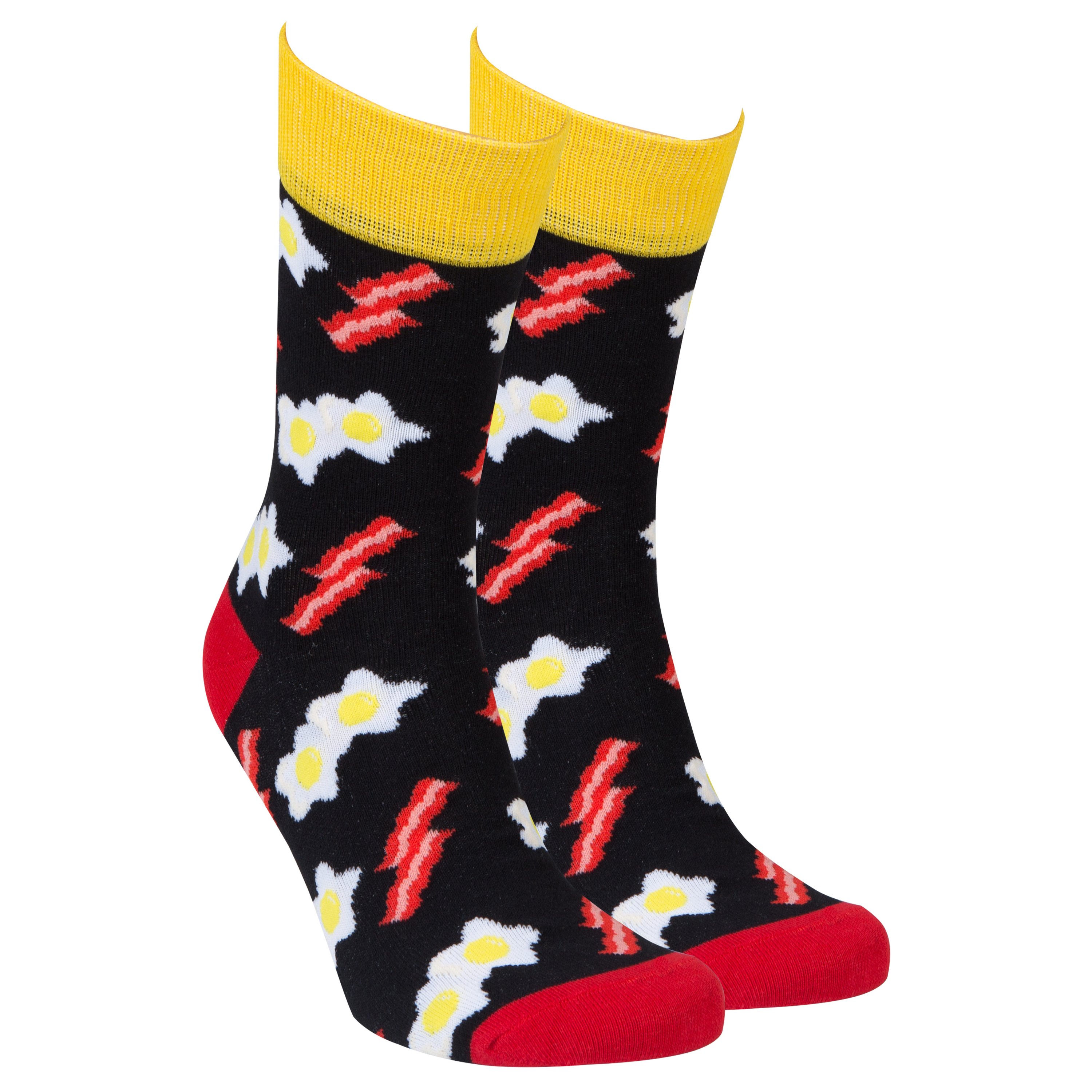 Men's Bacon Socks featuring a fun bacon design, made from soft combed cotton.