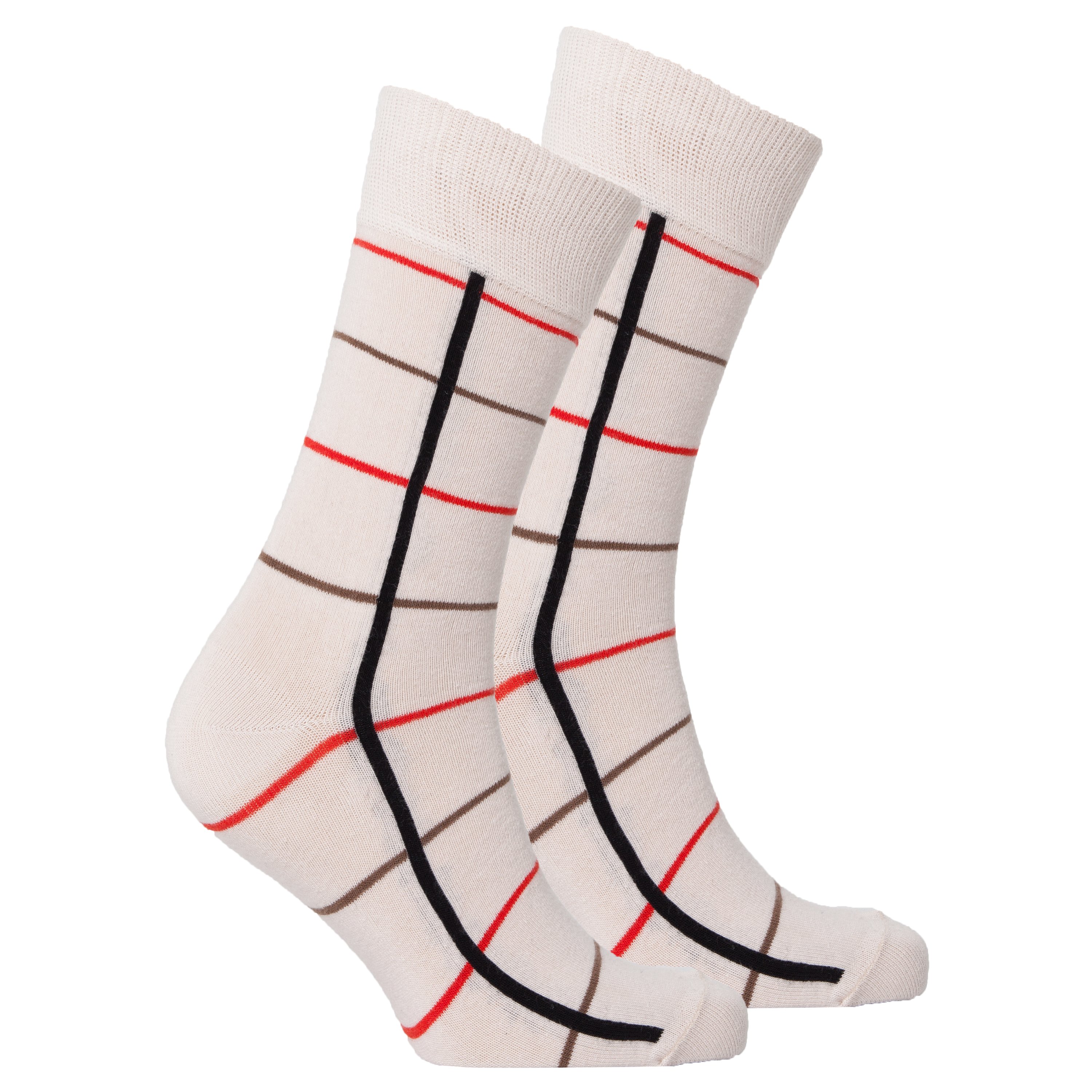 Men's beige stripe socks made from soft Turkish cotton, featuring a trendy design suitable for various occasions.