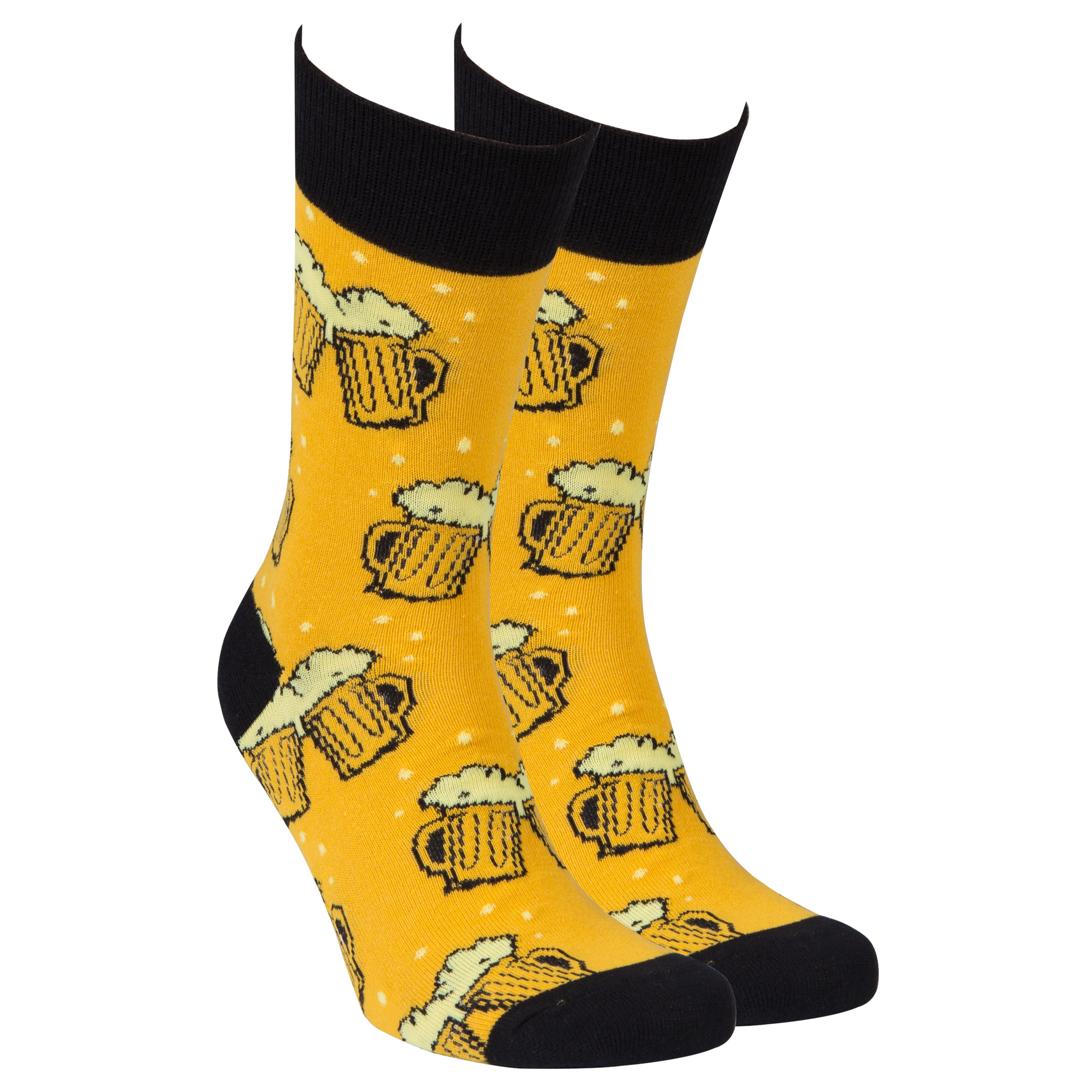 Men's Beer Socks made from premium combed cotton, featuring a fun beer-themed design, suitable for shoe sizes 7-12.