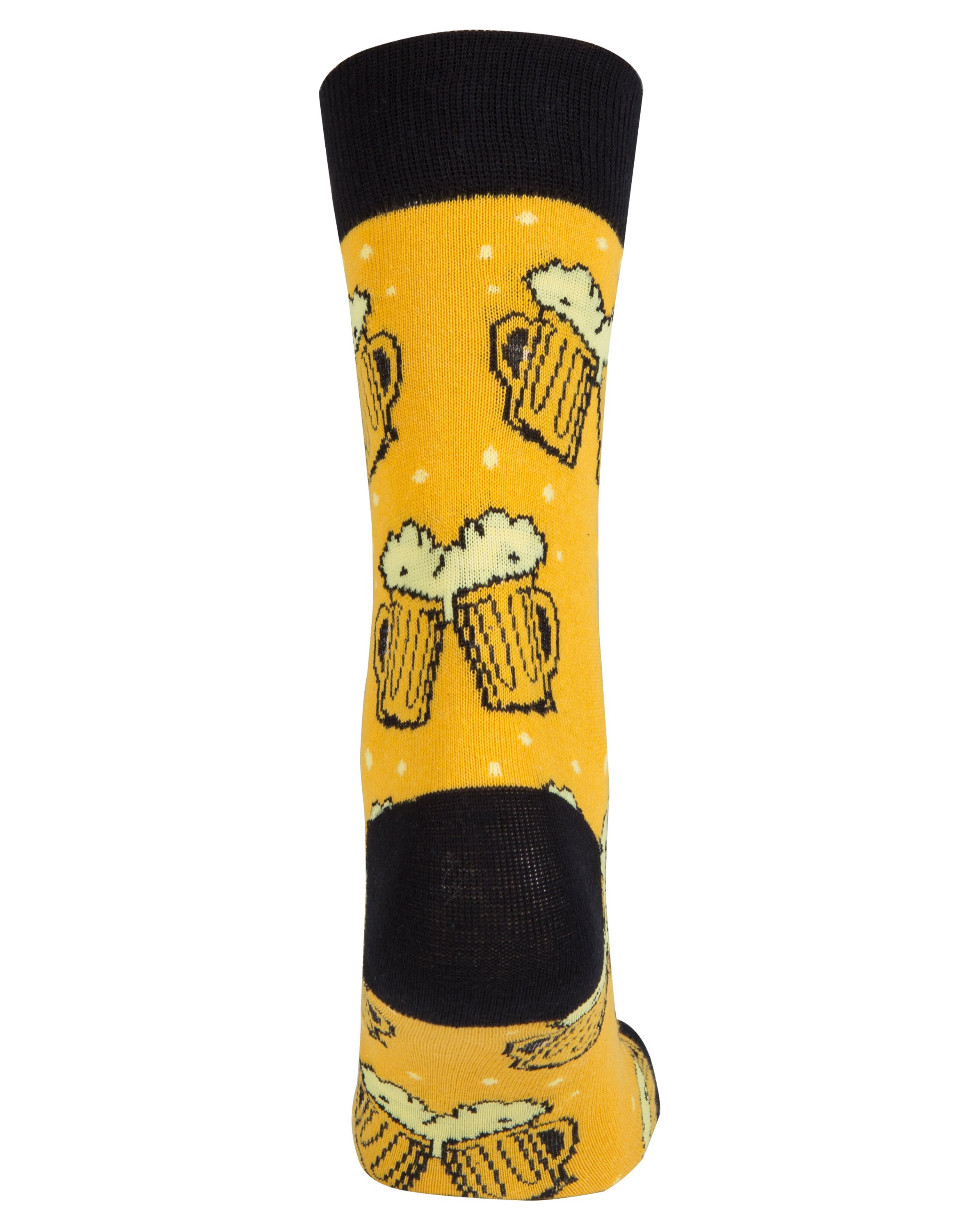 Men's Beer Socks made from premium combed cotton, featuring a fun beer-themed design, suitable for shoe sizes 7-12.