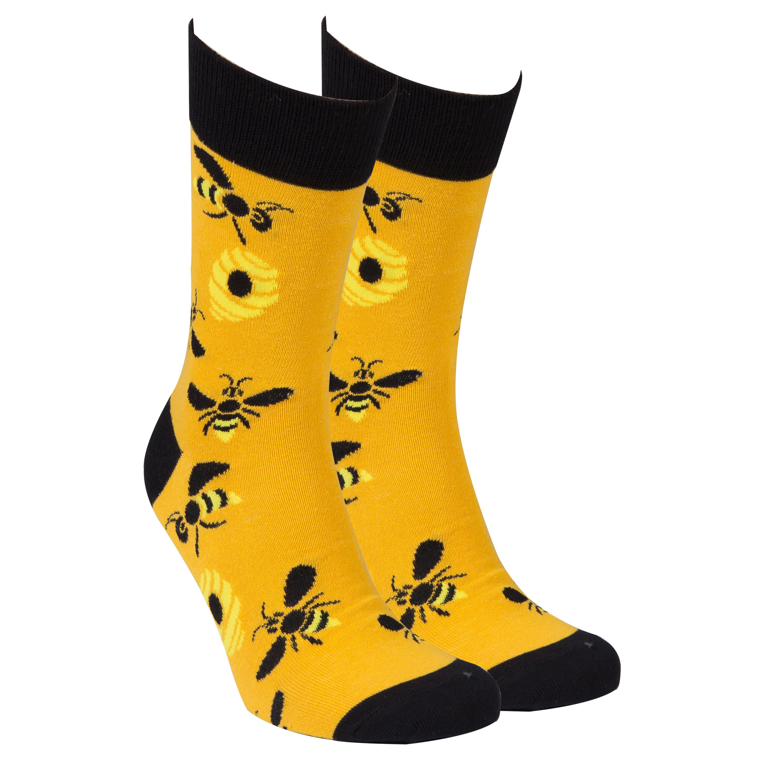 A pair of stylish Men's Bees Socks made from premium combed cotton, featuring a playful bee design.