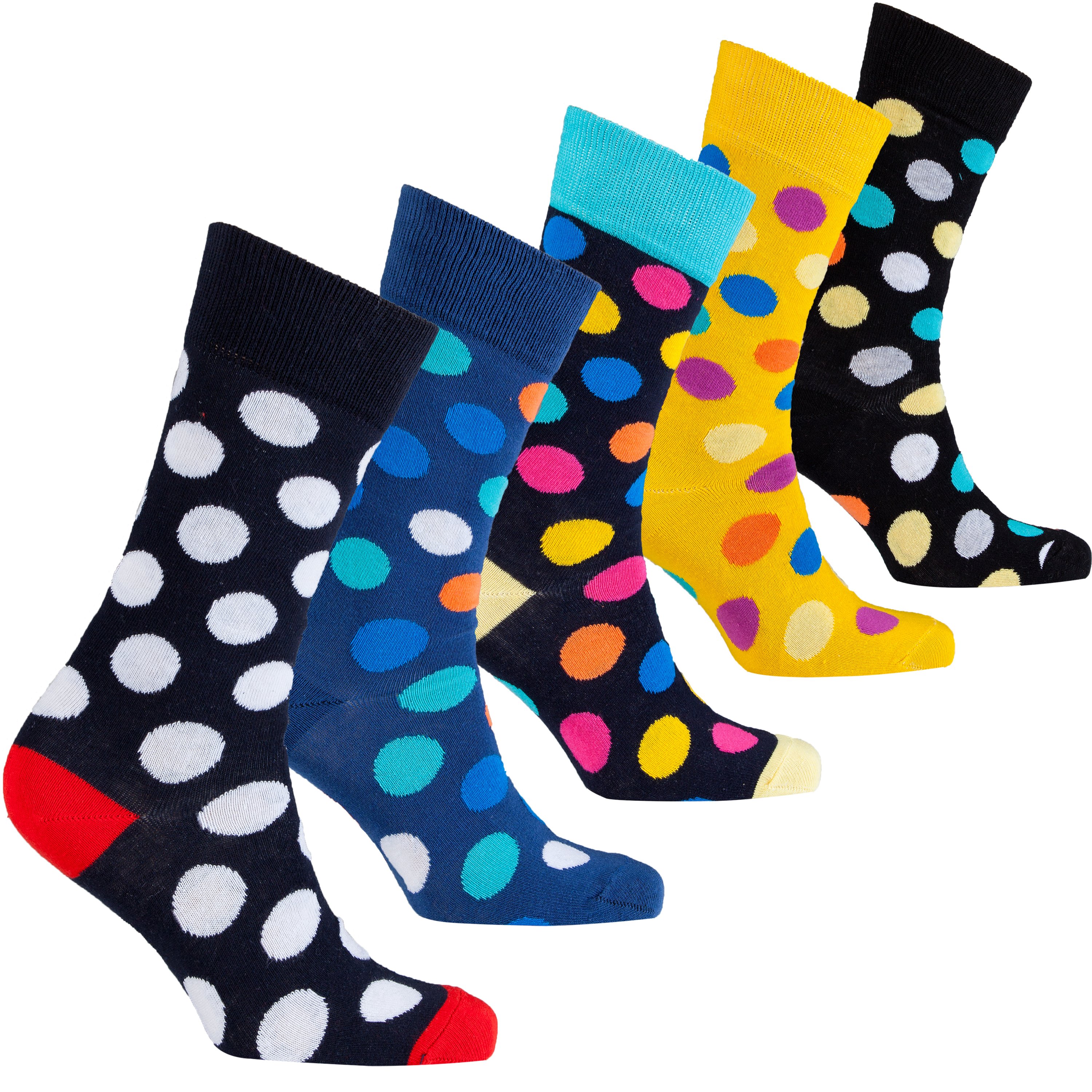 Men's Big Dots Socks featuring colorful patterns and premium cotton material, perfect for stylish comfort.